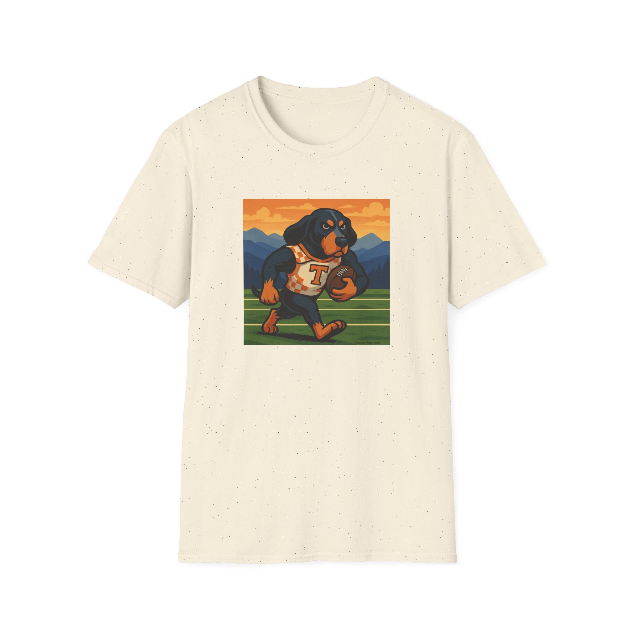 Smokey Running the Football Graphic T-Shirt | Tennessee Volunteers Hound