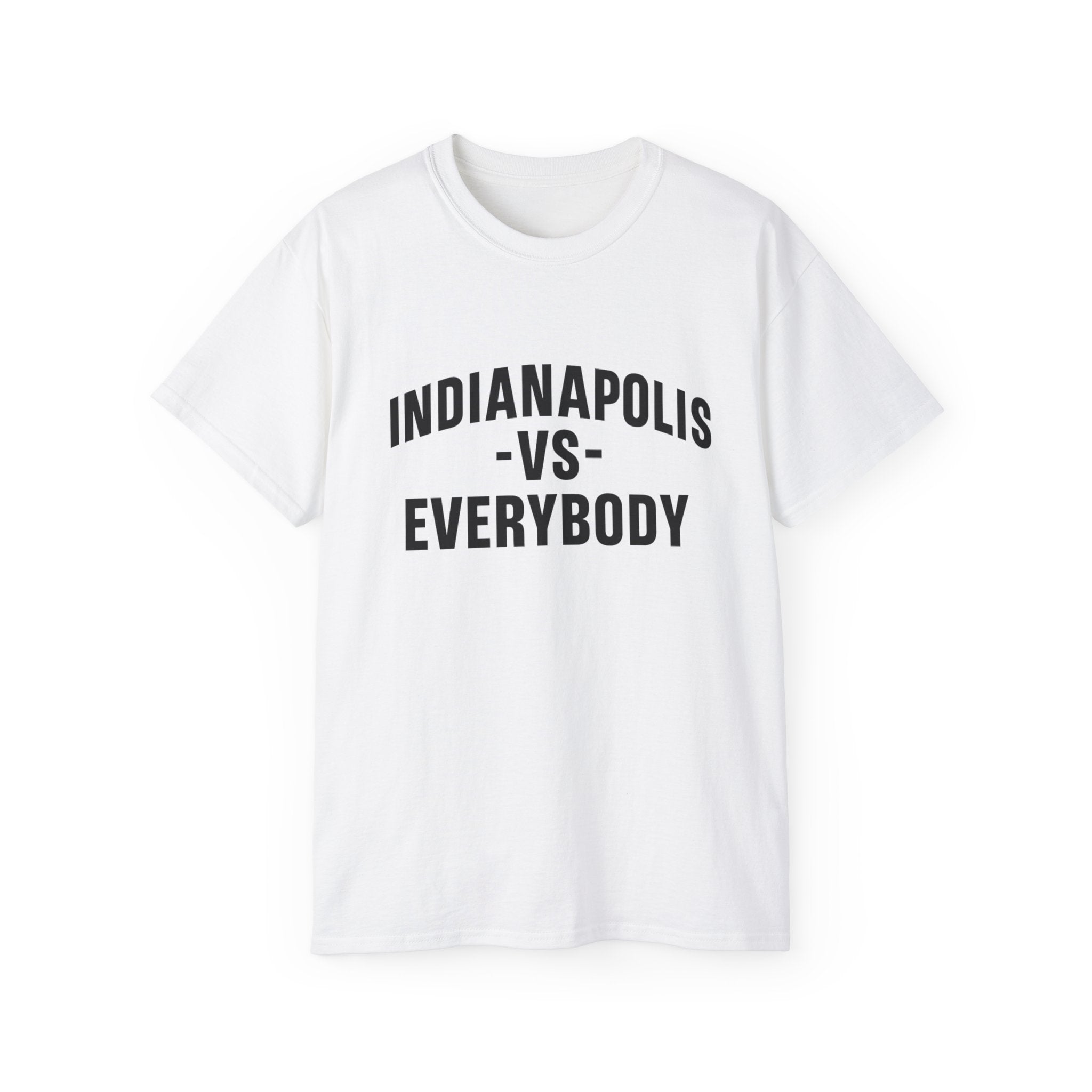Indianapolis v Everybody | Black Lettering | Unisex Ultra Cotton Tee | Casual Wear, Gift for Hoosiers, State Pride, Travel Souvenir, Unique Local Apparel