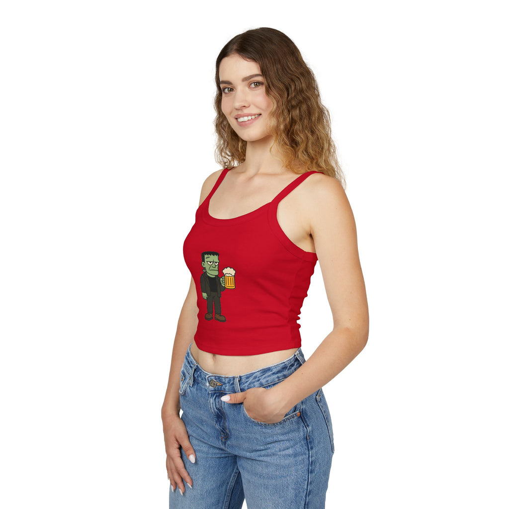 Monster with Beer Women's Tank Top | Spaghetti Strap Tank Top