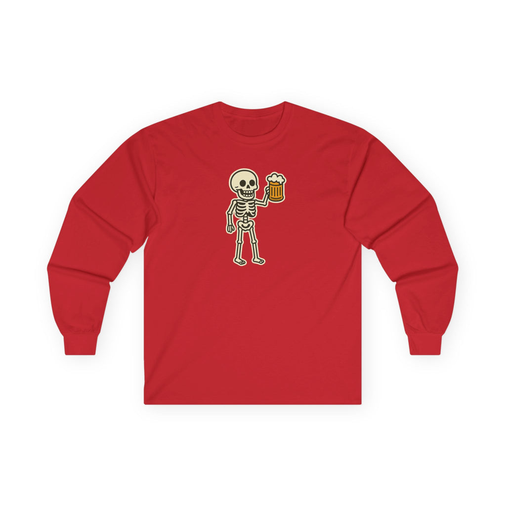 Skeleton with Beer Unisex Long Sleeve Tee