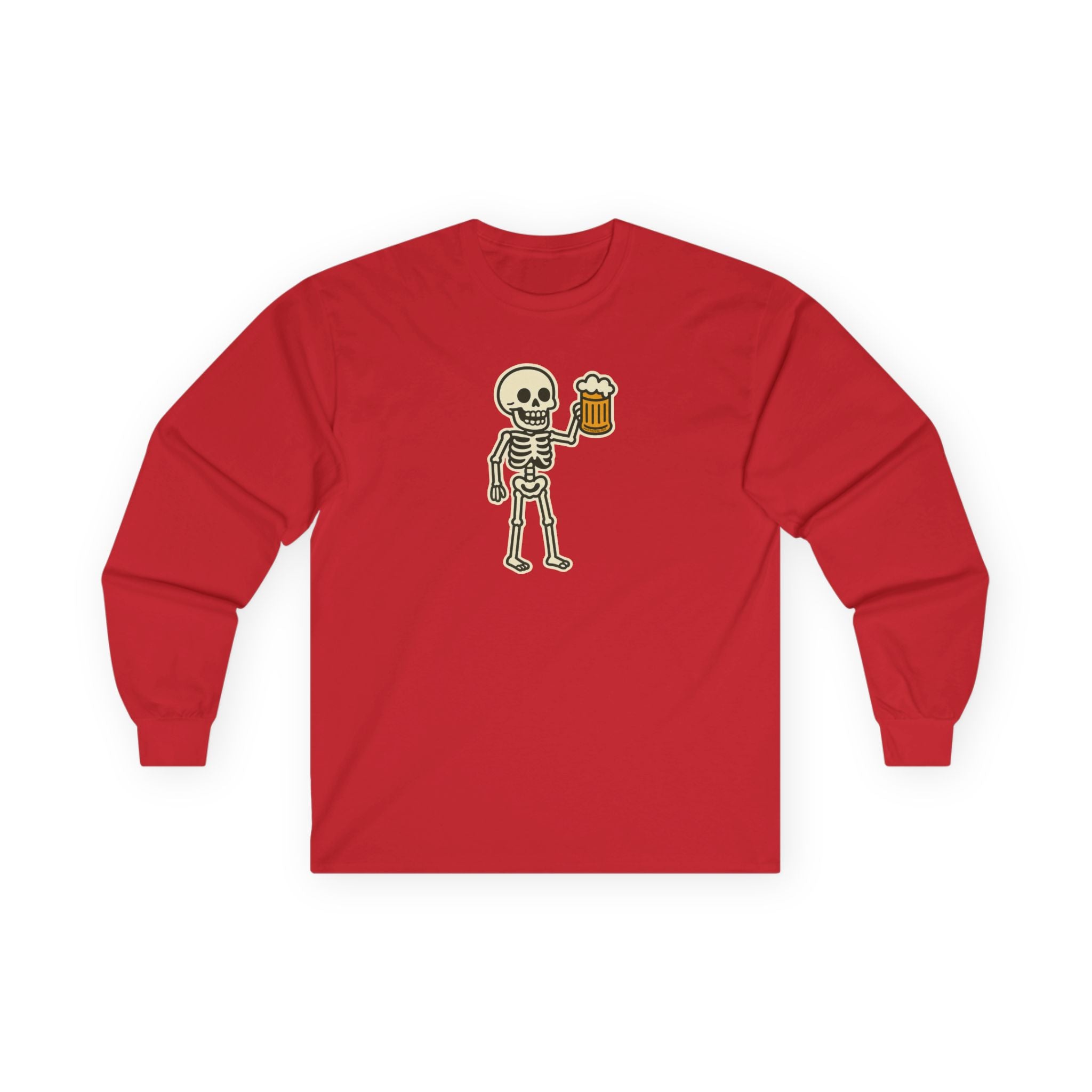 Skeleton with Beer Unisex Long Sleeve Tee
