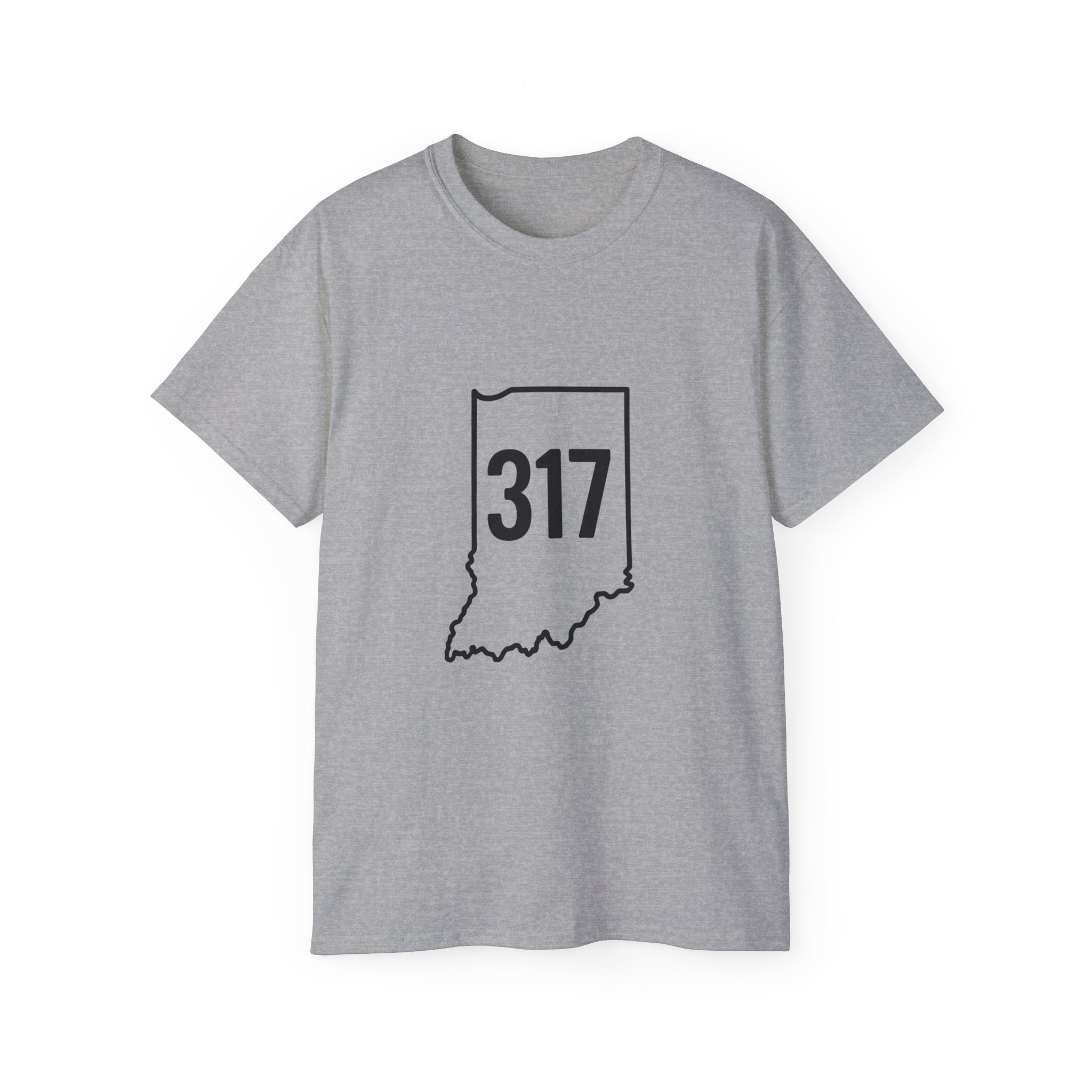Indiana 317 | Black Lettering | Unisex Ultra Cotton Tee | Casual Wear, Gift for Hoosiers, State Pride, Travel Souvenir, Unique Local Apparel