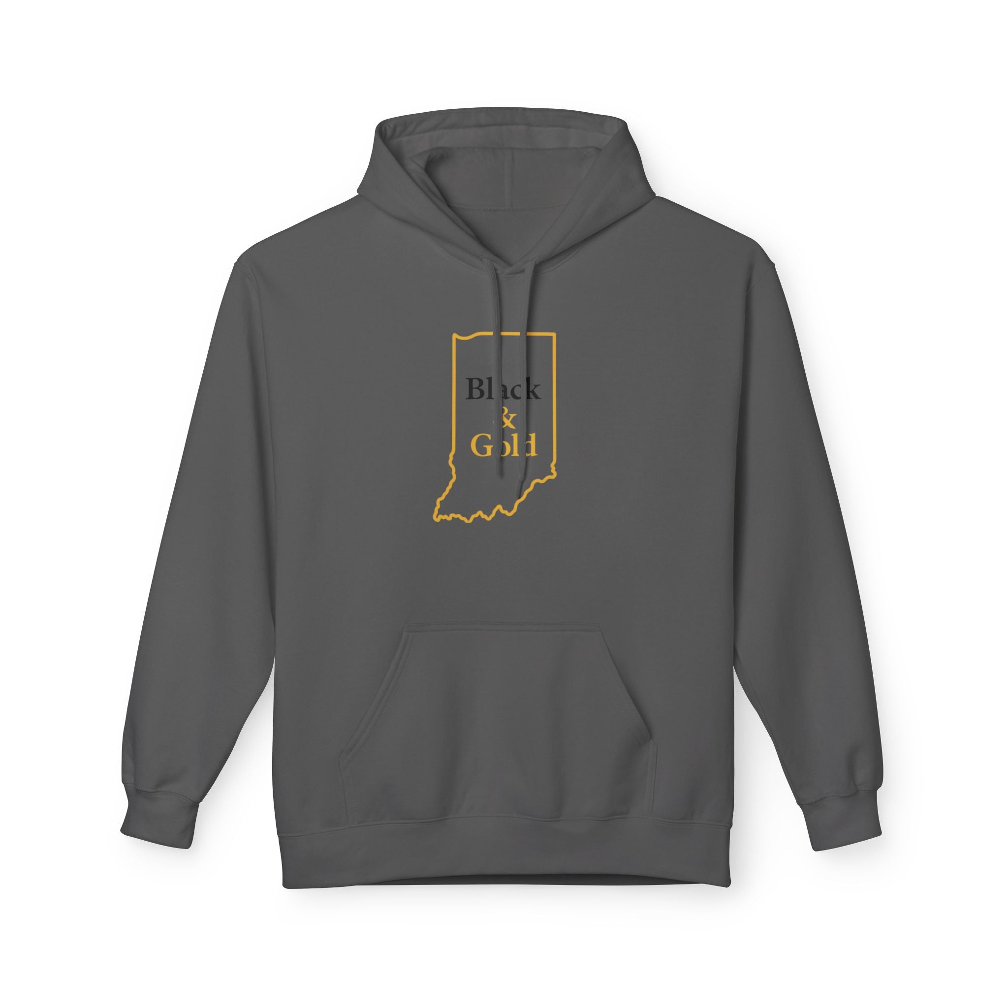 Black & Gold with Indiana Outline Hoodie | Cozy Casual Wear, Perfect for Autumn, Great Gift, Comfortable and Stylish Hoodie