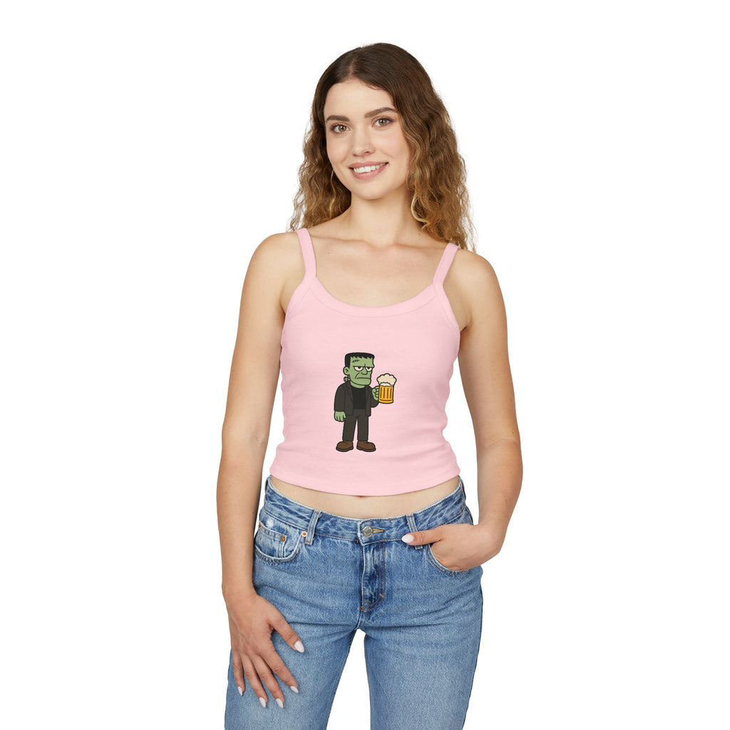 Monster with Beer Women's Tank Top | Spaghetti Strap Tank Top