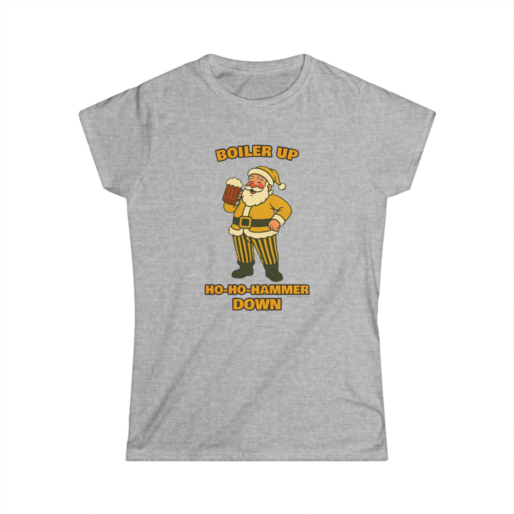 Boiler Up Ho Ho Hammer Down Santa with Beer Women's Graphic Tee