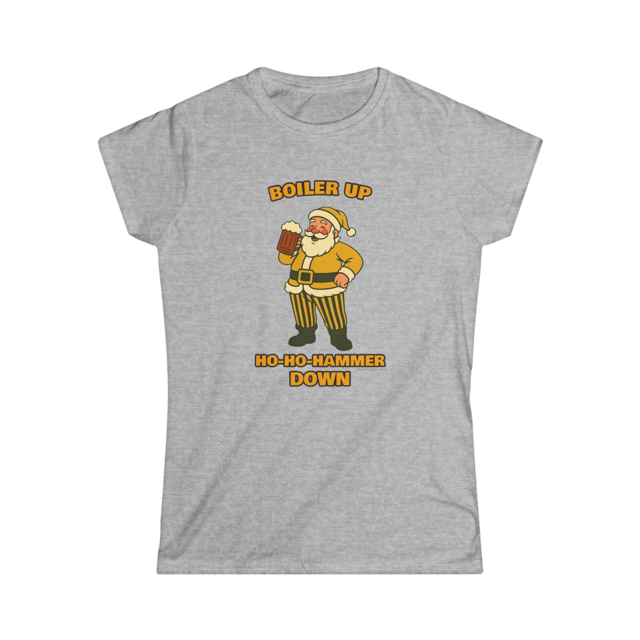 Boiler Up Ho Ho Hammer Down Santa with Beer Women's Graphic Tee