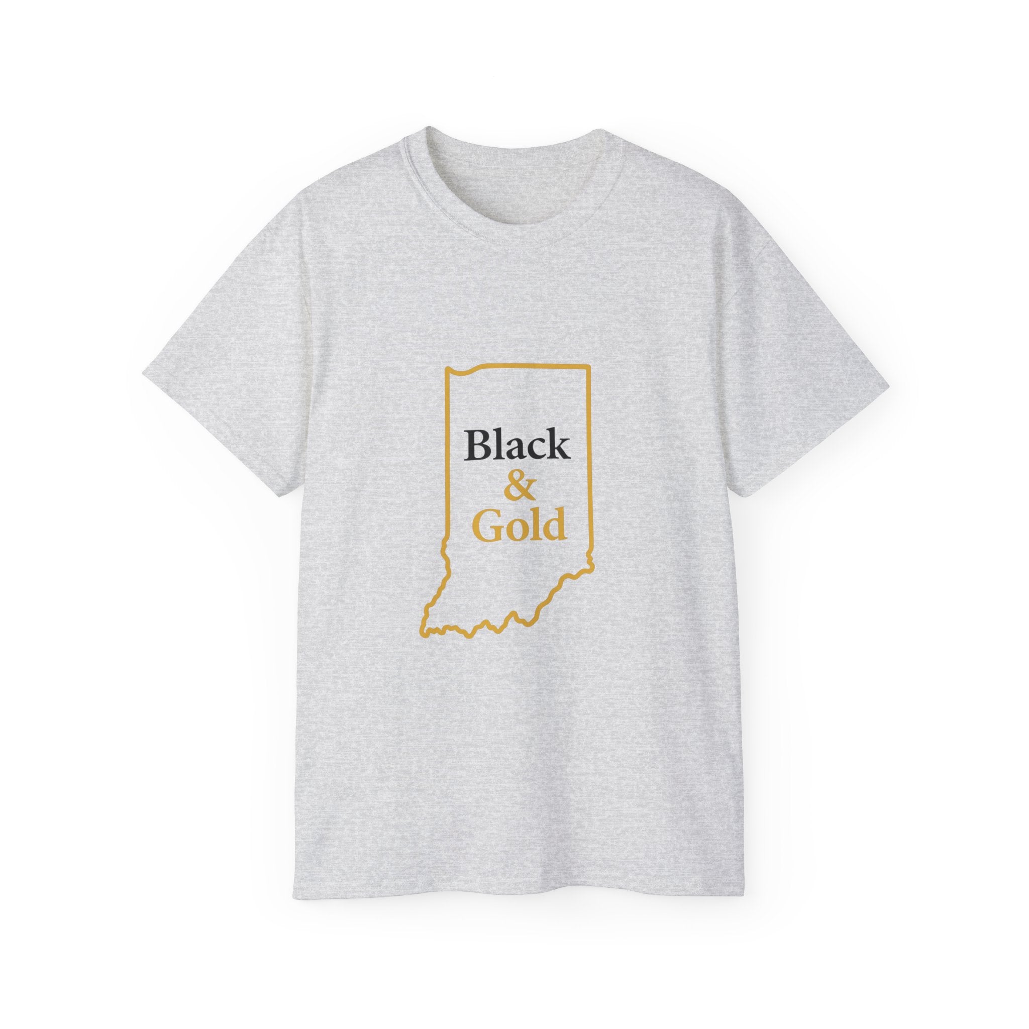Black & Gold Unisex Ultra Cotton Tee | Casual Wear, Gift for Hoosiers, State Pride, Travel Souvenir, Unique Local Apparel