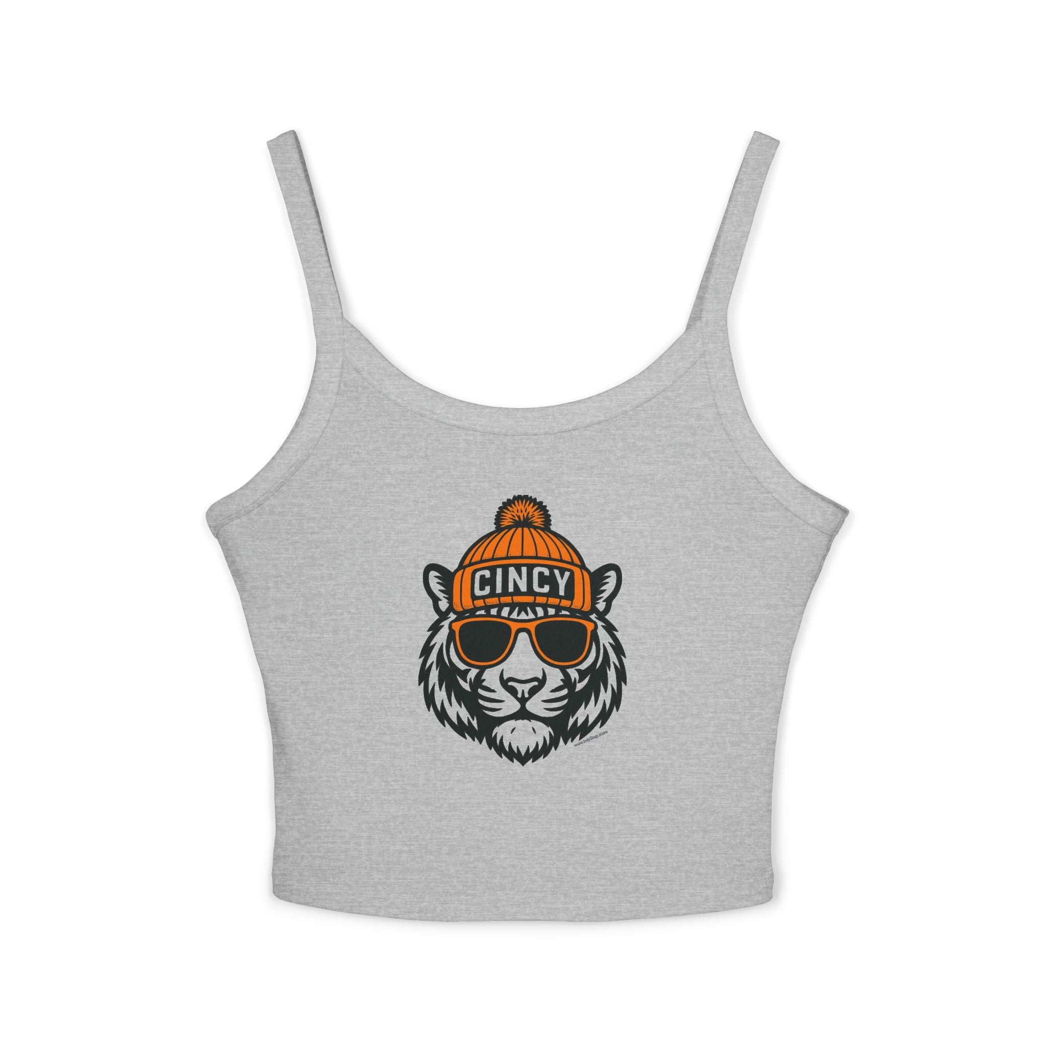 Cincy Bengals Women's Spaghetti Strap Tank Top | Cincinnati Bengal with Glasses and Hat