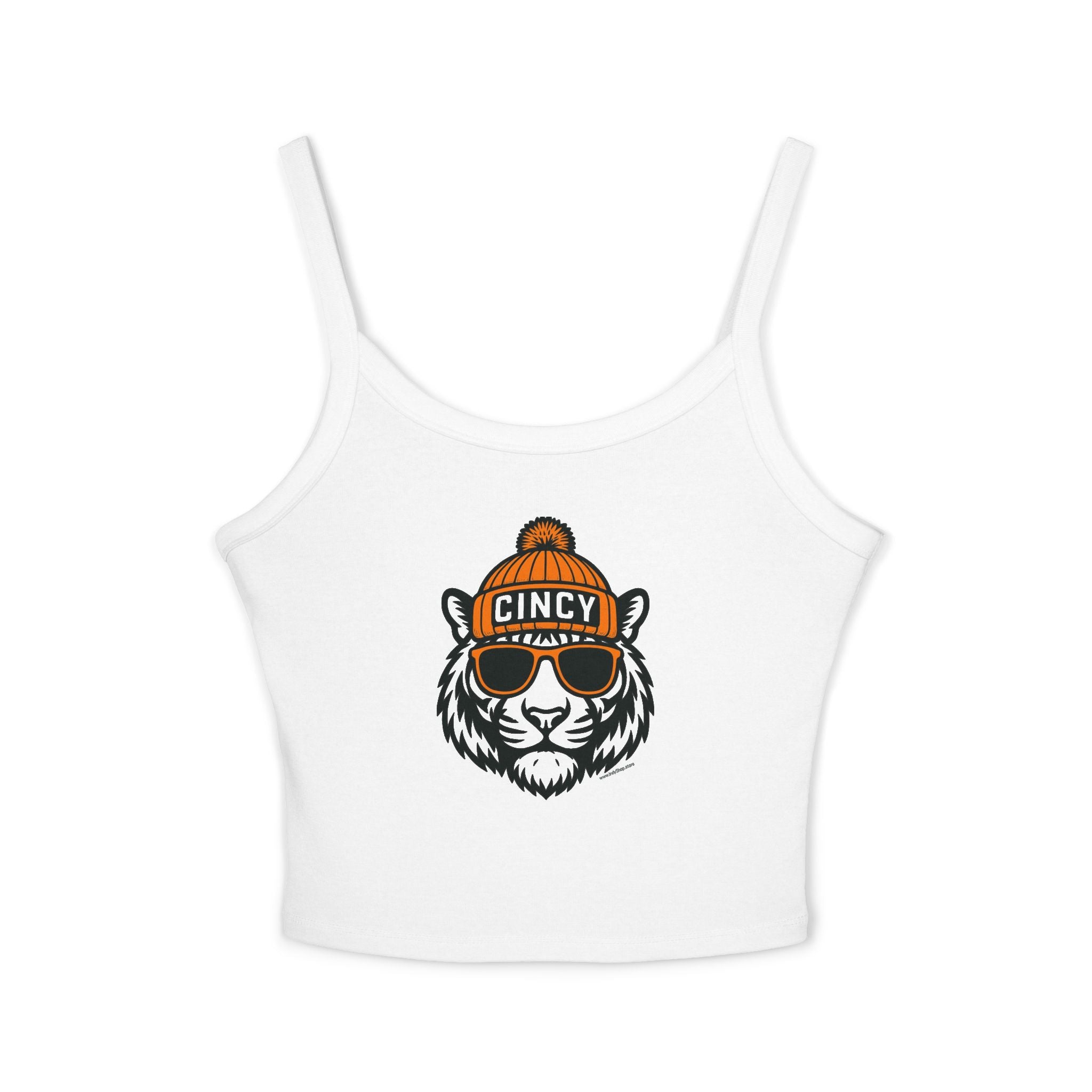 Cincy Bengals Women's Spaghetti Strap Tank Top | Cincinnati Bengal with Glasses and Hat