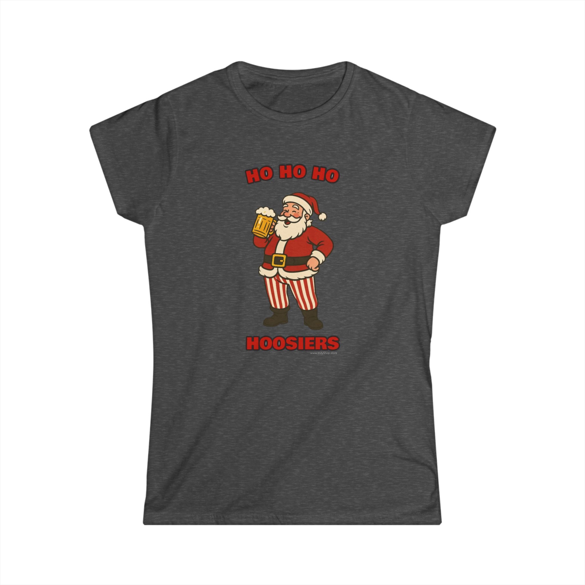 Ho Ho Ho Hoosiers Santa with Beer Women's Graphic Tee