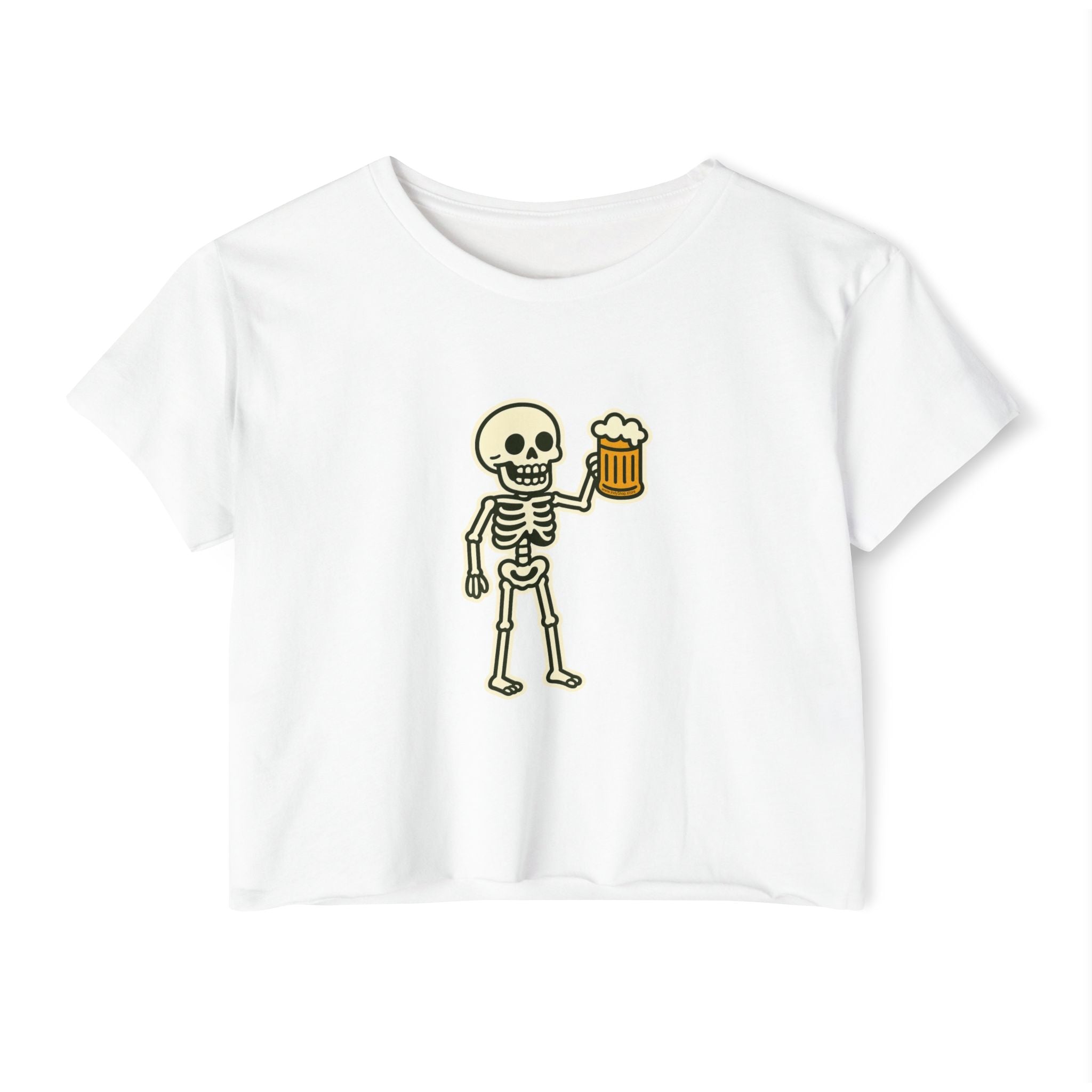 Skeleton with Beer Crop Top
