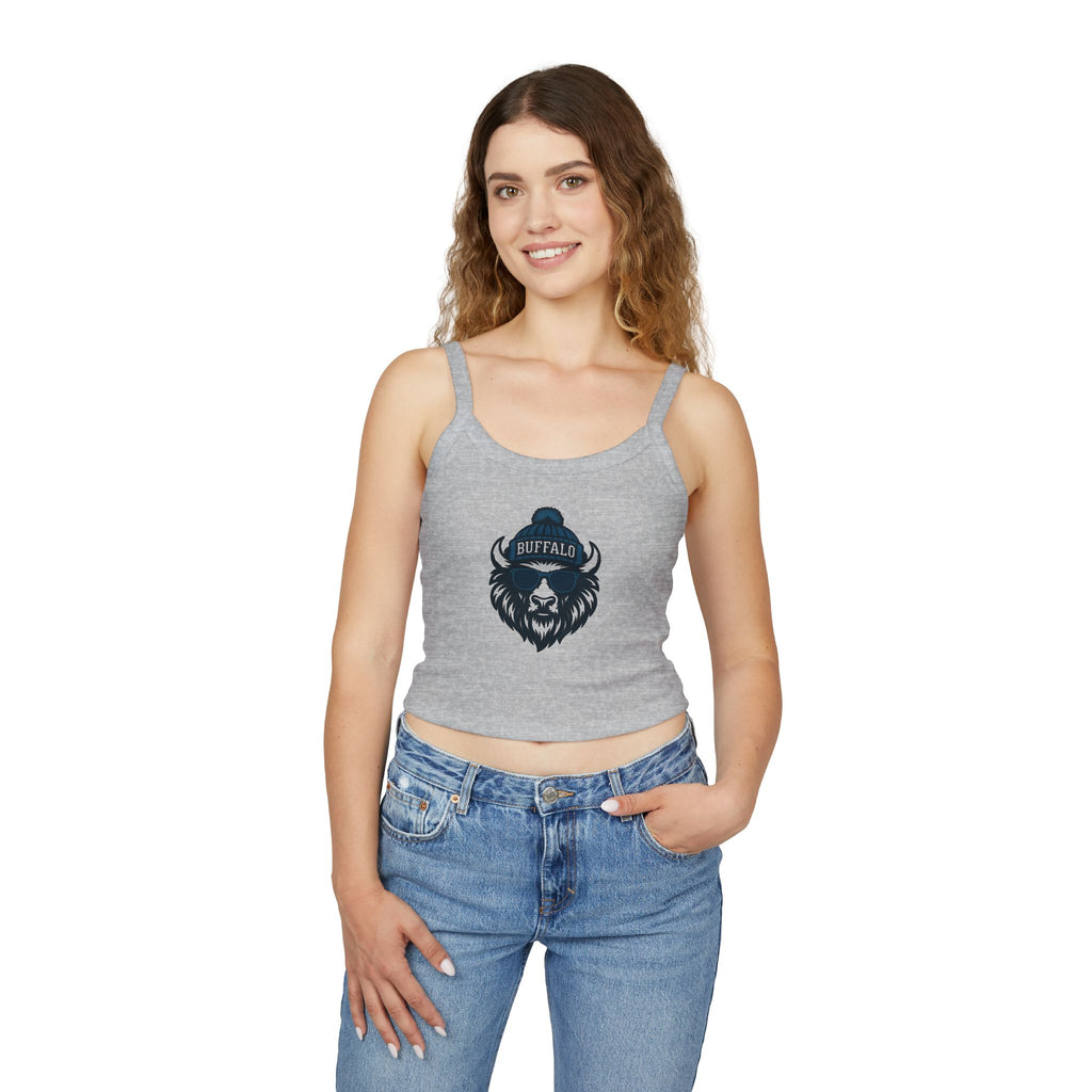 Buffalo Bills Women's Spaghetti Strap Tank Top | Bison Bill with Glasses and Hat