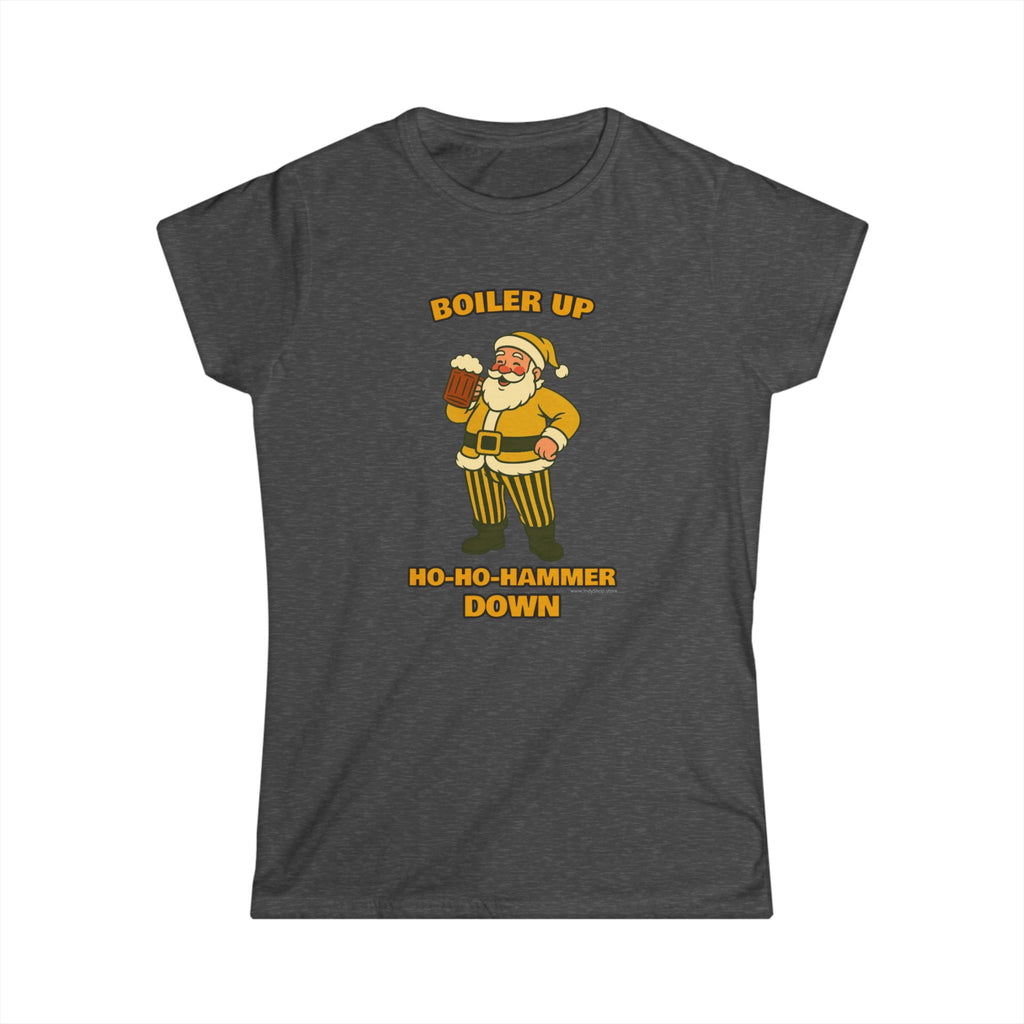 Boiler Up Ho Ho Hammer Down Santa with Beer Women's Graphic Tee