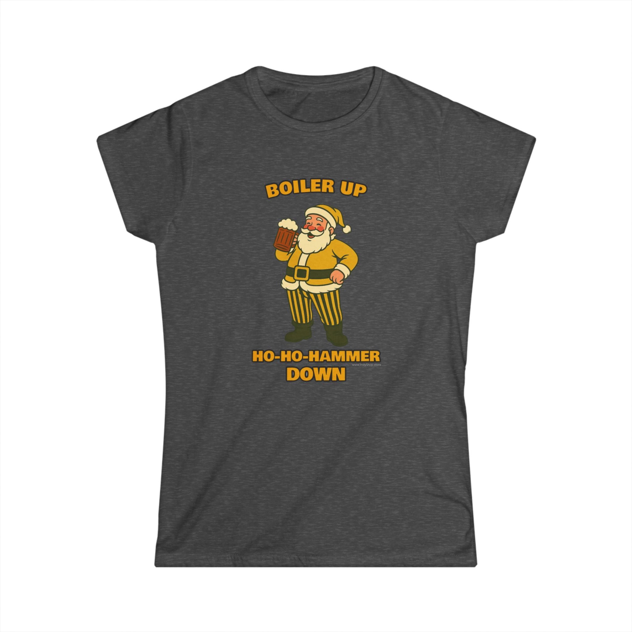 Boiler Up Ho Ho Hammer Down Santa with Beer Women's Graphic Tee