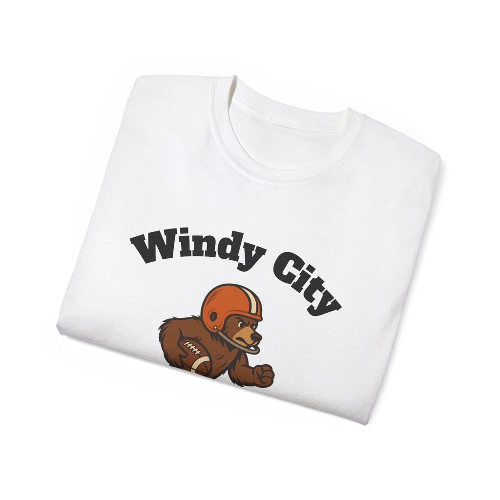Windy City Bear Running the Football Unisex T-Shirt | Chicago Bears