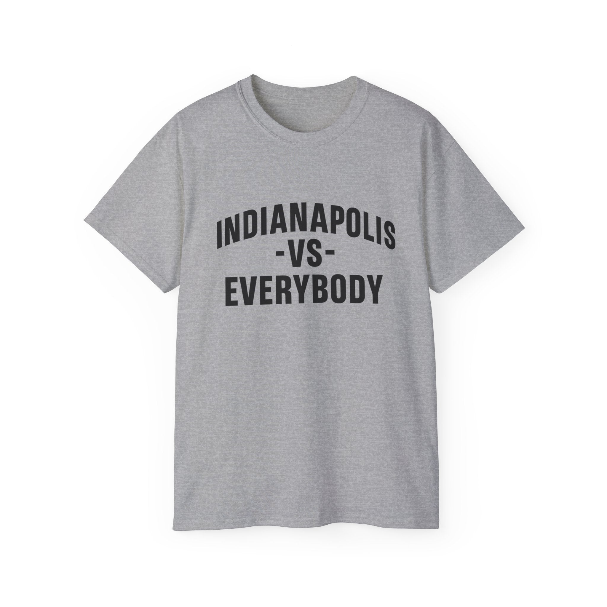 Indianapolis v Everybody | Black Lettering | Unisex Ultra Cotton Tee | Casual Wear, Gift for Hoosiers, State Pride, Travel Souvenir, Unique Local Apparel