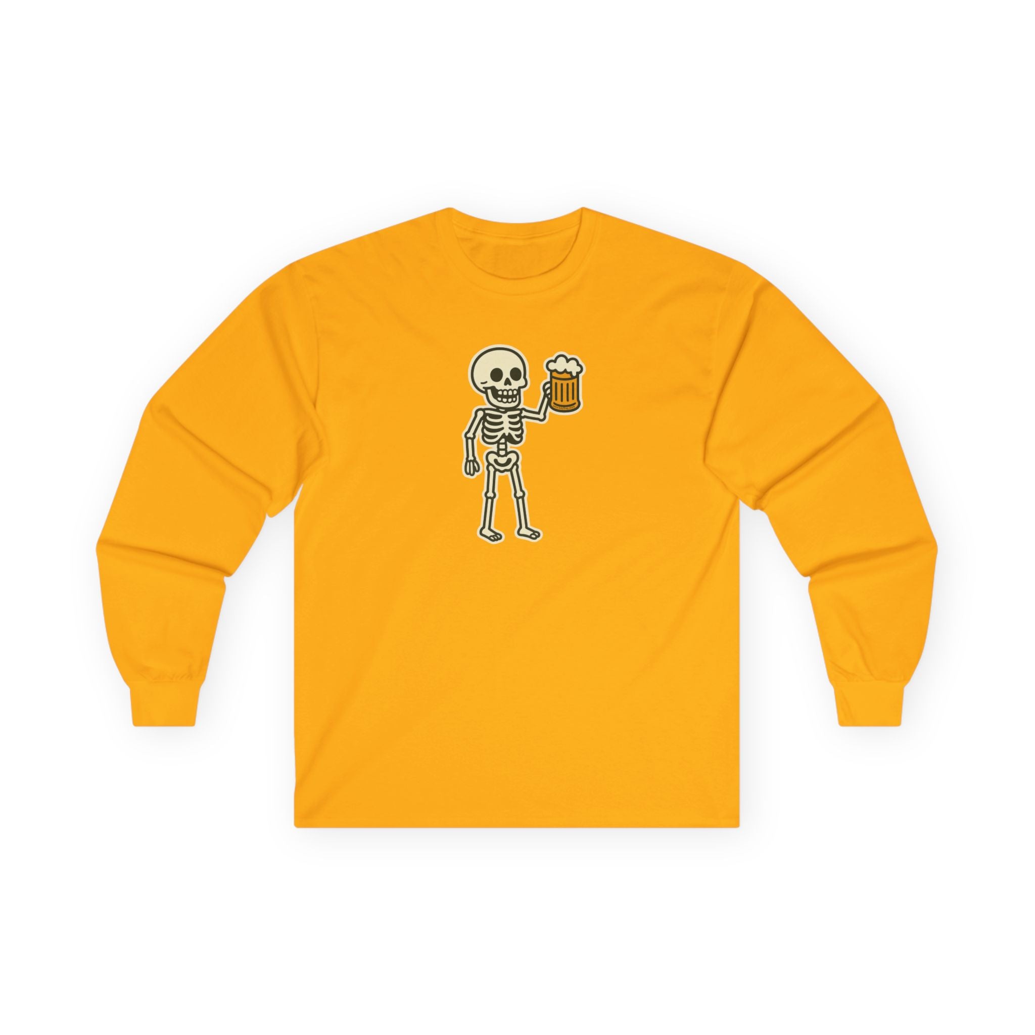 Skeleton with Beer Unisex Long Sleeve Tee