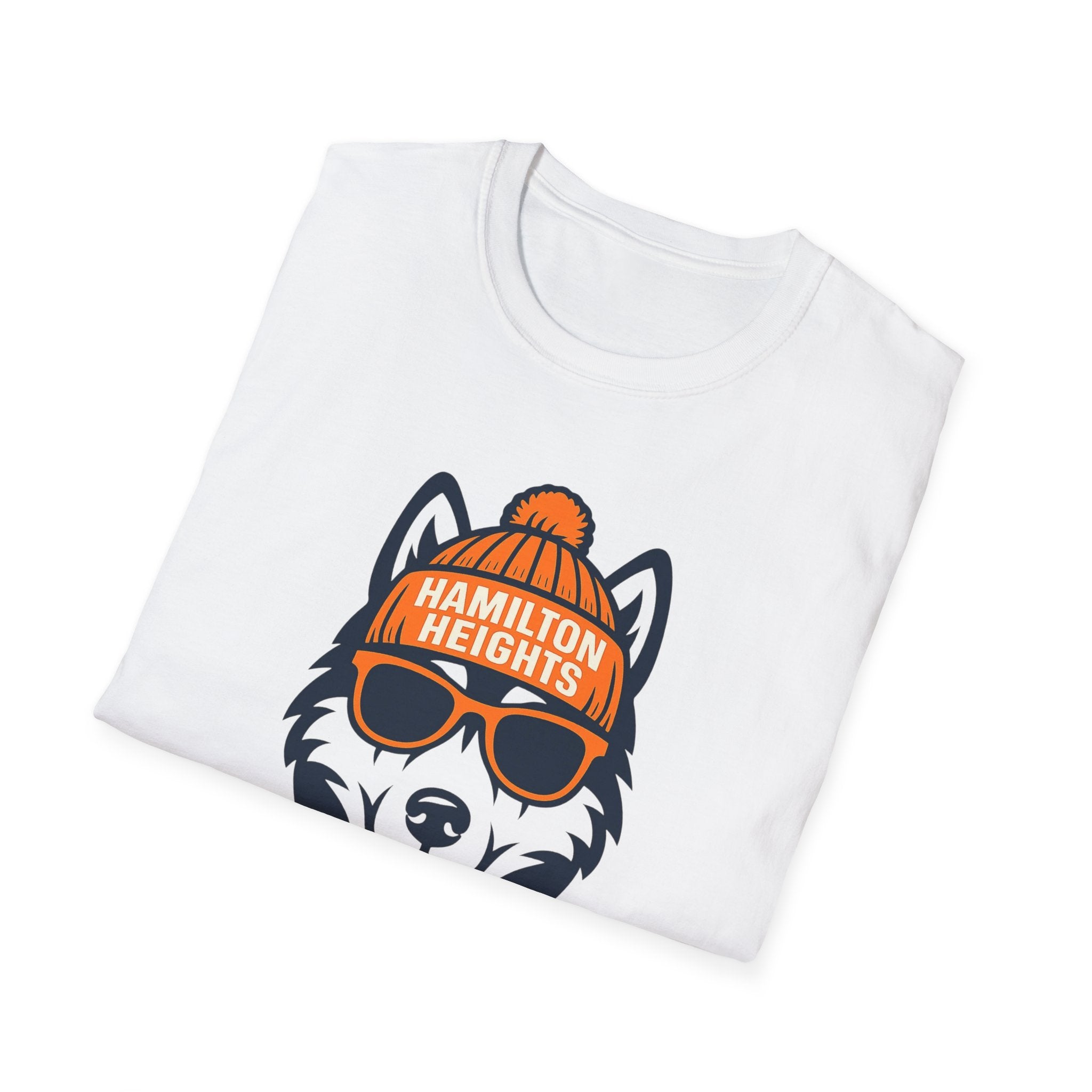 Hamilton Heights Husky Unisex Graphic T-Shirt | Husky with Glasses and Hat