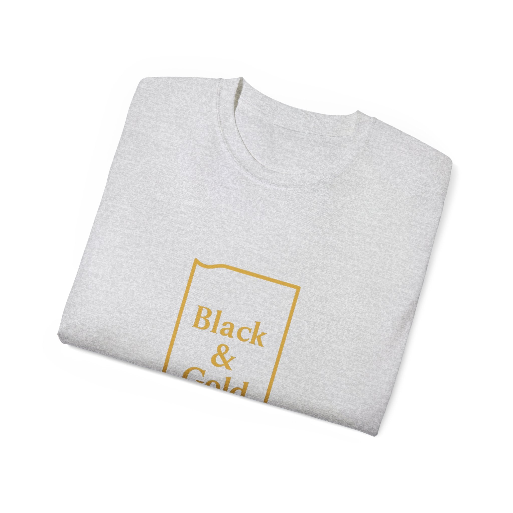 Black & Gold Unisex Ultra Cotton Tee | Casual Wear, Gift for Hoosiers, State Pride, Travel Souvenir, Unique Local Apparel
