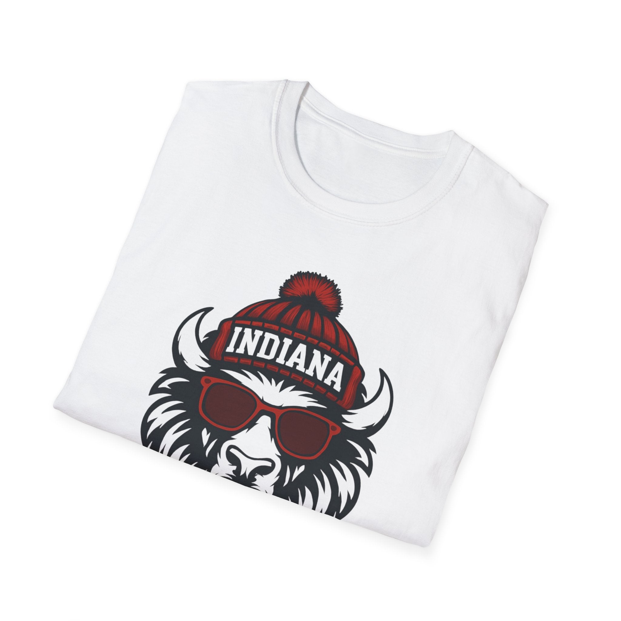 Indiana Hoosiers Bison Graphic T-Shirt | Bison with Hat and Glasses