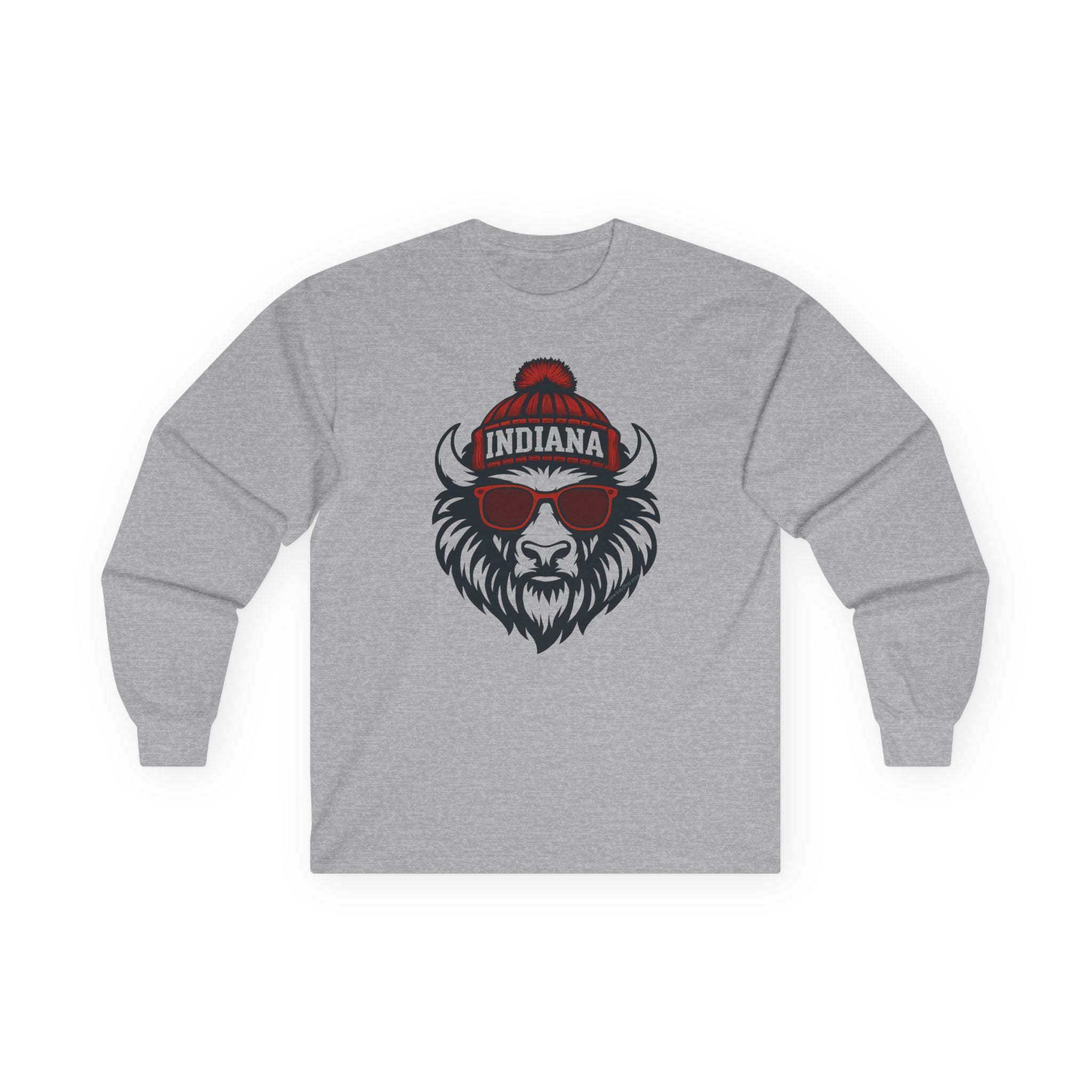 Indiana Hoosiers Bison Unisex Long Sleeve Tee | Bison with Glasses and Hat