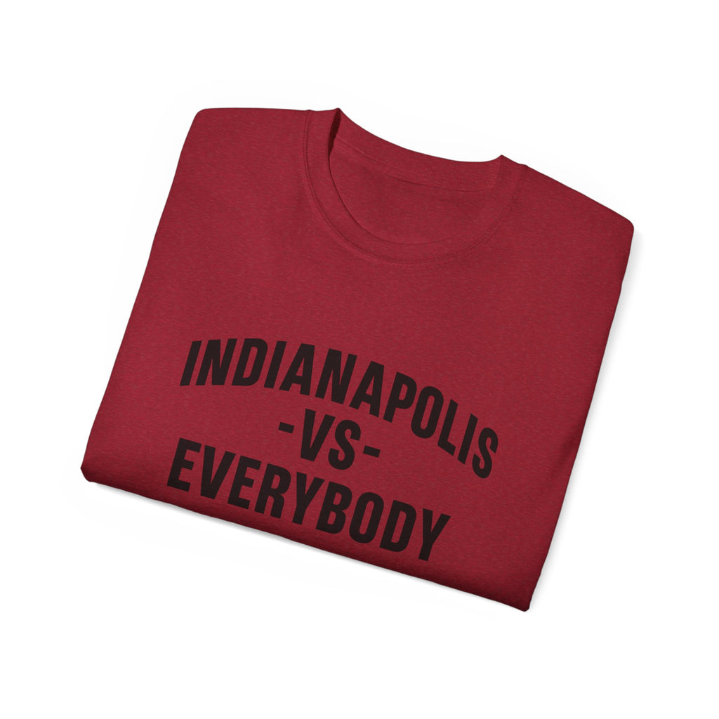 Indianapolis v Everybody | Black Lettering | Unisex Ultra Cotton Tee | Casual Wear, Gift for Hoosiers, State Pride, Travel Souvenir, Unique Local Apparel