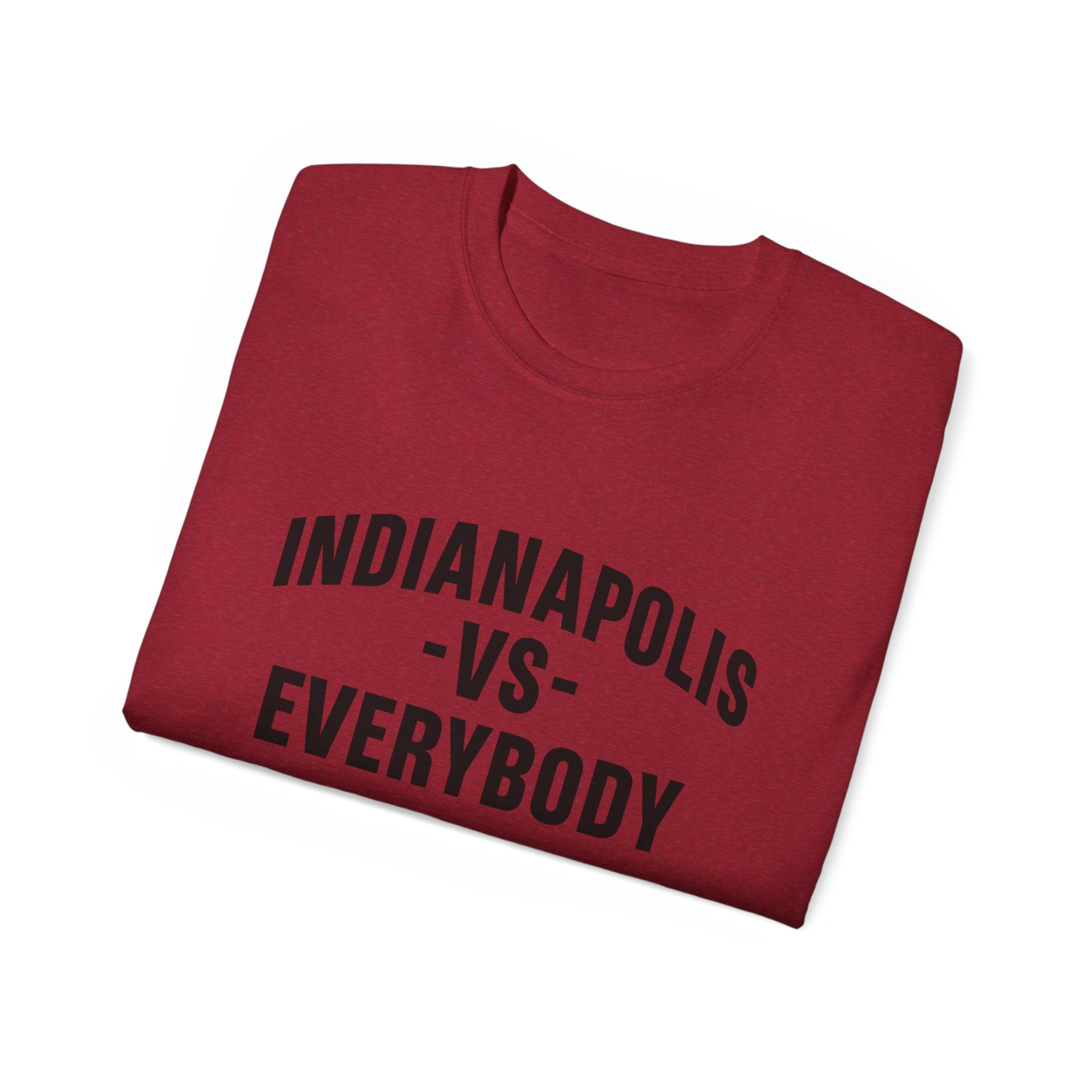 Indianapolis v Everybody | Black Lettering | Unisex Ultra Cotton Tee | Casual Wear, Gift for Hoosiers, State Pride, Travel Souvenir, Unique Local Apparel