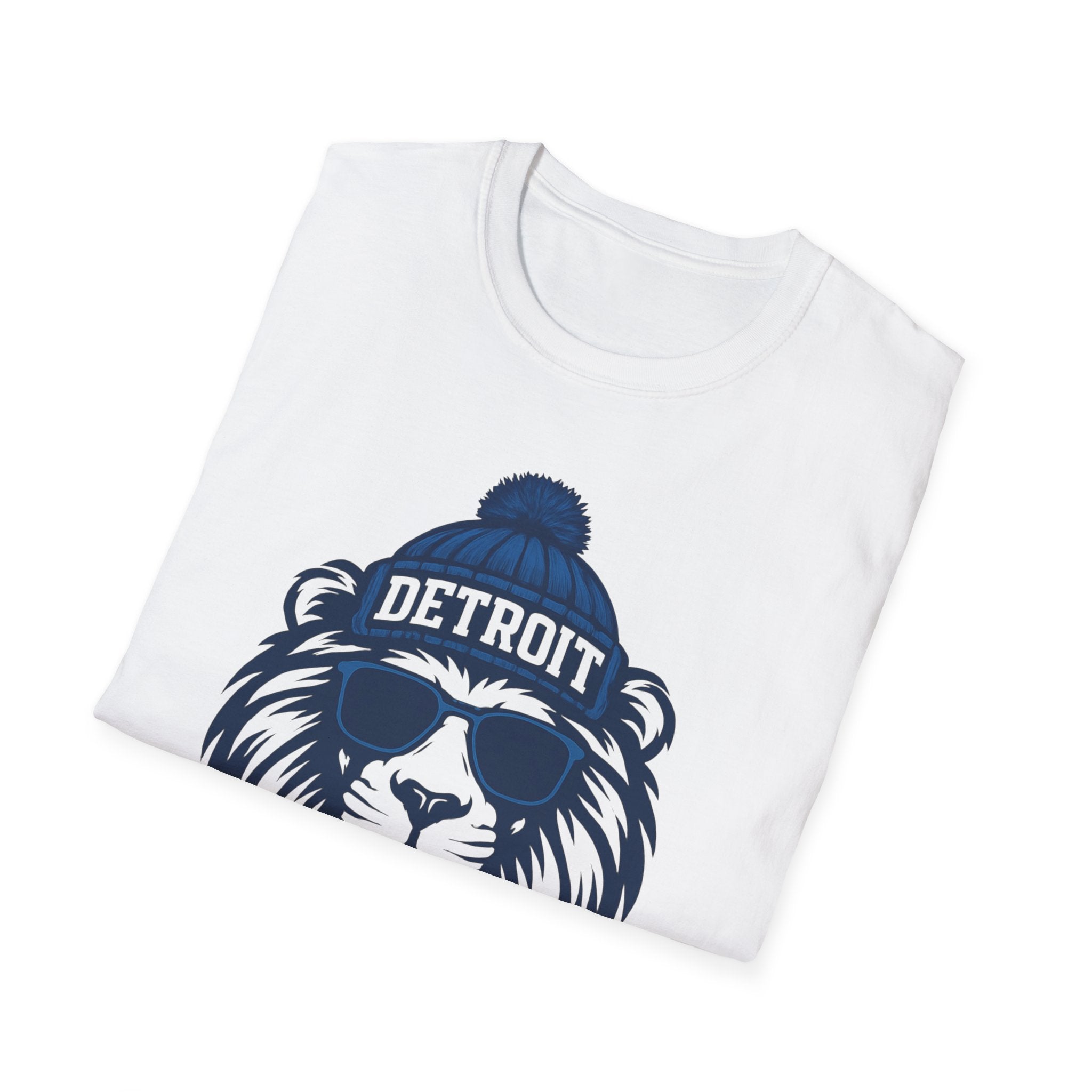 Detroit Lions Graphic T-Shirt | Lion with Glasses and Hat
