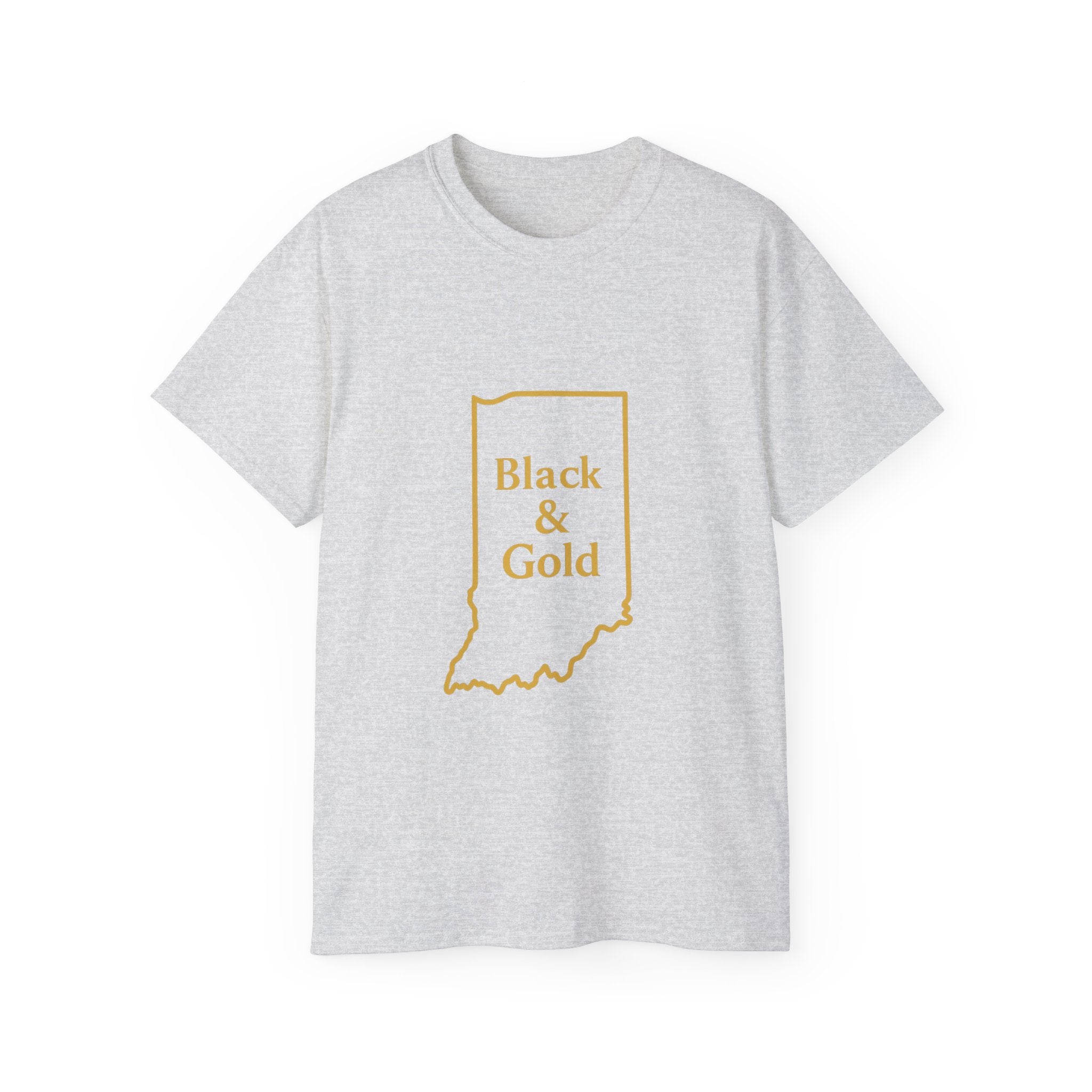 Black & Gold Unisex Ultra Cotton Tee | Casual Wear, Gift for Hoosiers, State Pride, Travel Souvenir, Unique Local Apparel