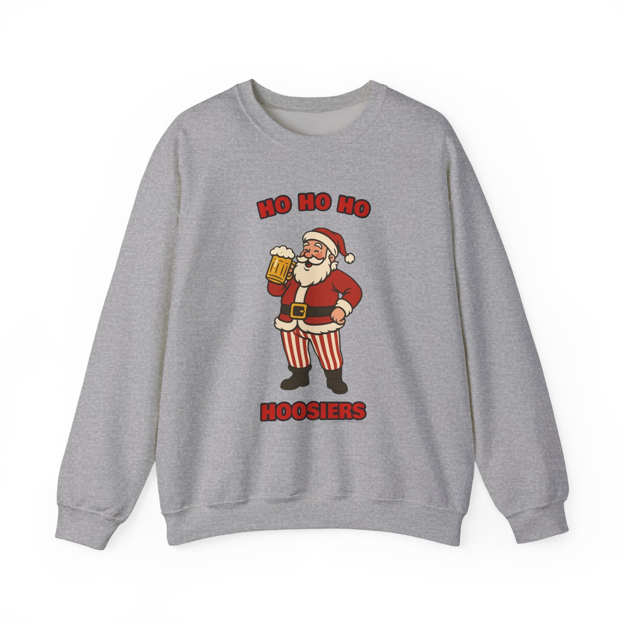 Ho Ho Ho Hoosiers Christmas Crewneck | Santa With Beer Sweatshirt