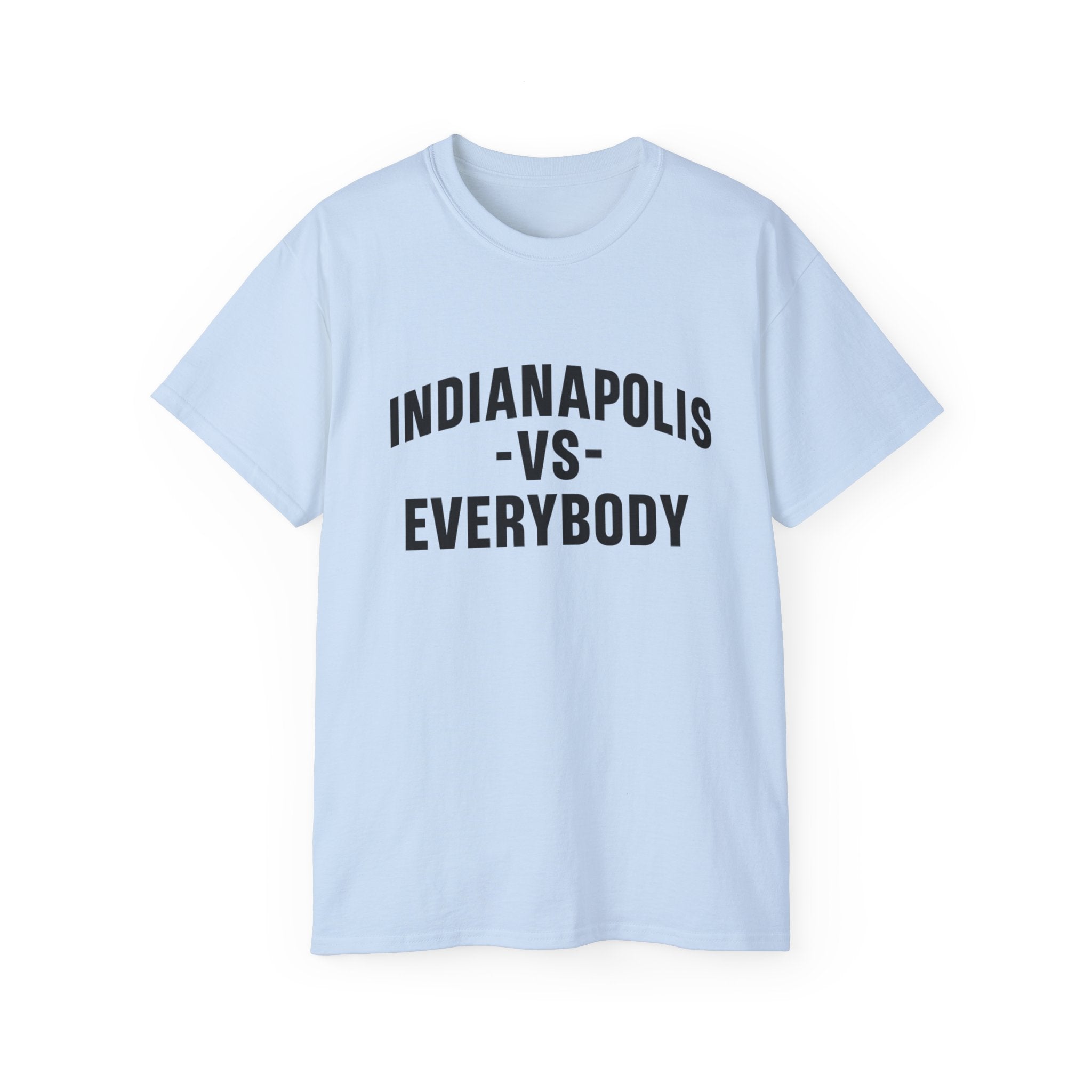 Indianapolis v Everybody | Black Lettering | Unisex Ultra Cotton Tee | Casual Wear, Gift for Hoosiers, State Pride, Travel Souvenir, Unique Local Apparel