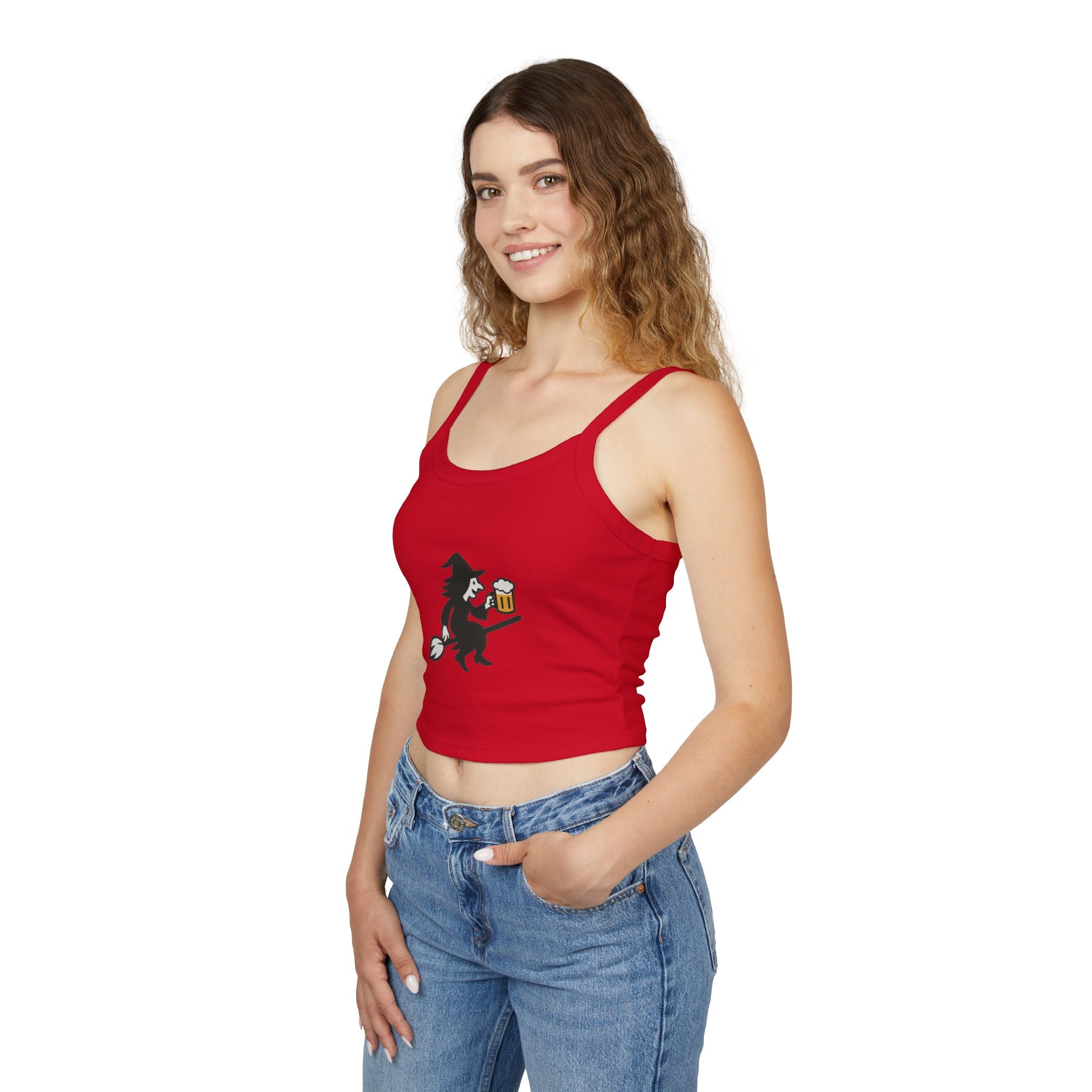 Witch with Beer Women's Tank Top | Spaghetti Strap Tank Top