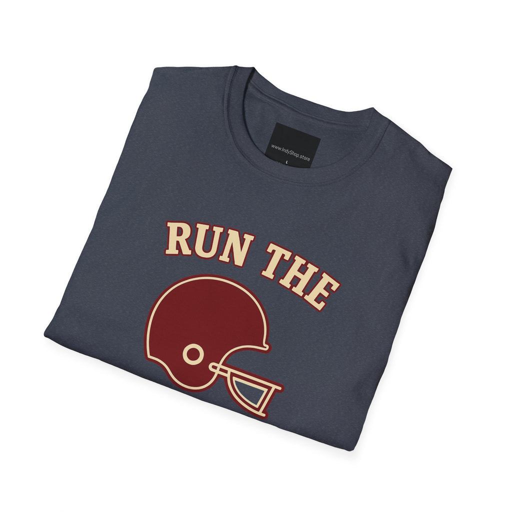 Run the Damn Ball Cream and Crimson Unisex Graphic T-Shirt