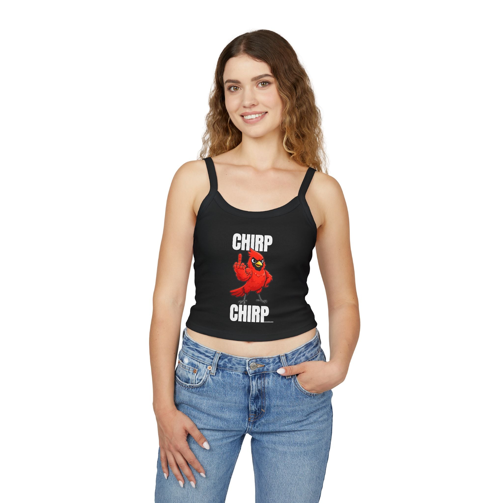 Chirp Chirp Women's Tank Top | Middle Finger Cardinal Spaghetti Strap Tank Top