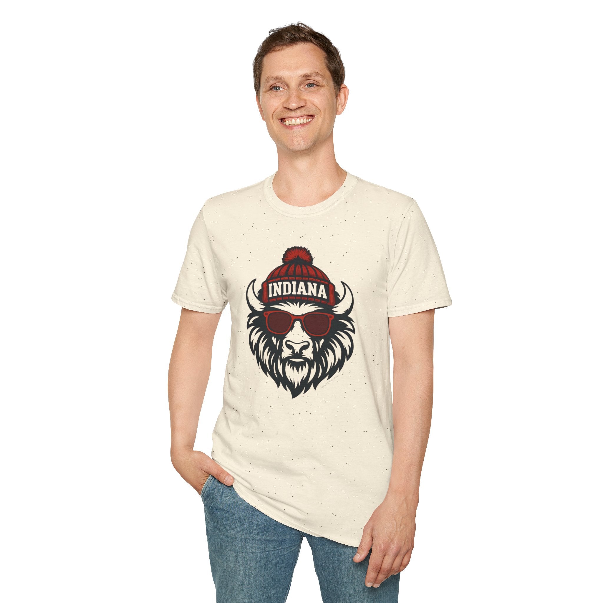 Indiana Hoosiers Bison Graphic T-Shirt | Bison with Hat and Glasses