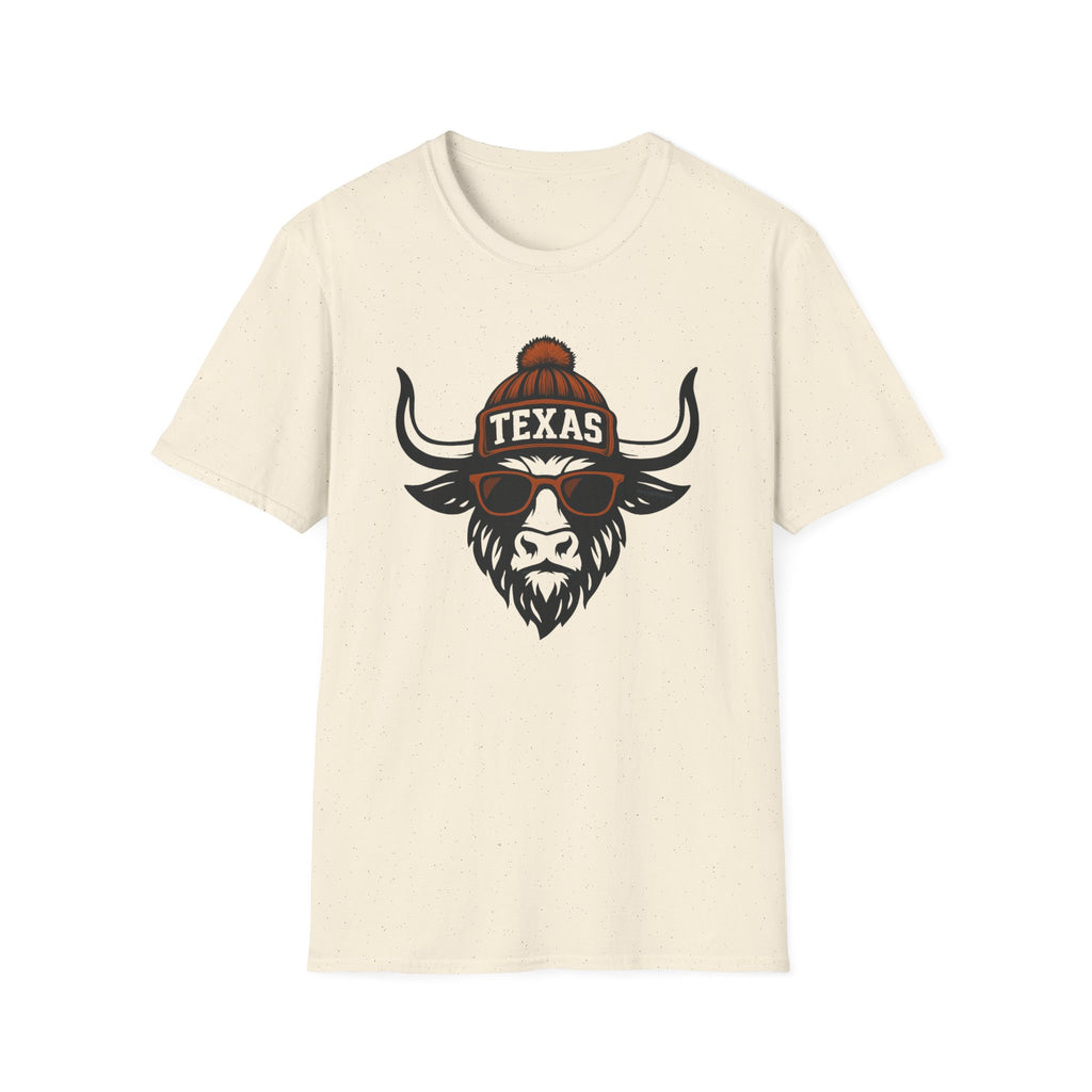 Texas Longhorn Graphic T-Shirt | Longhorn with Glasses and Hat