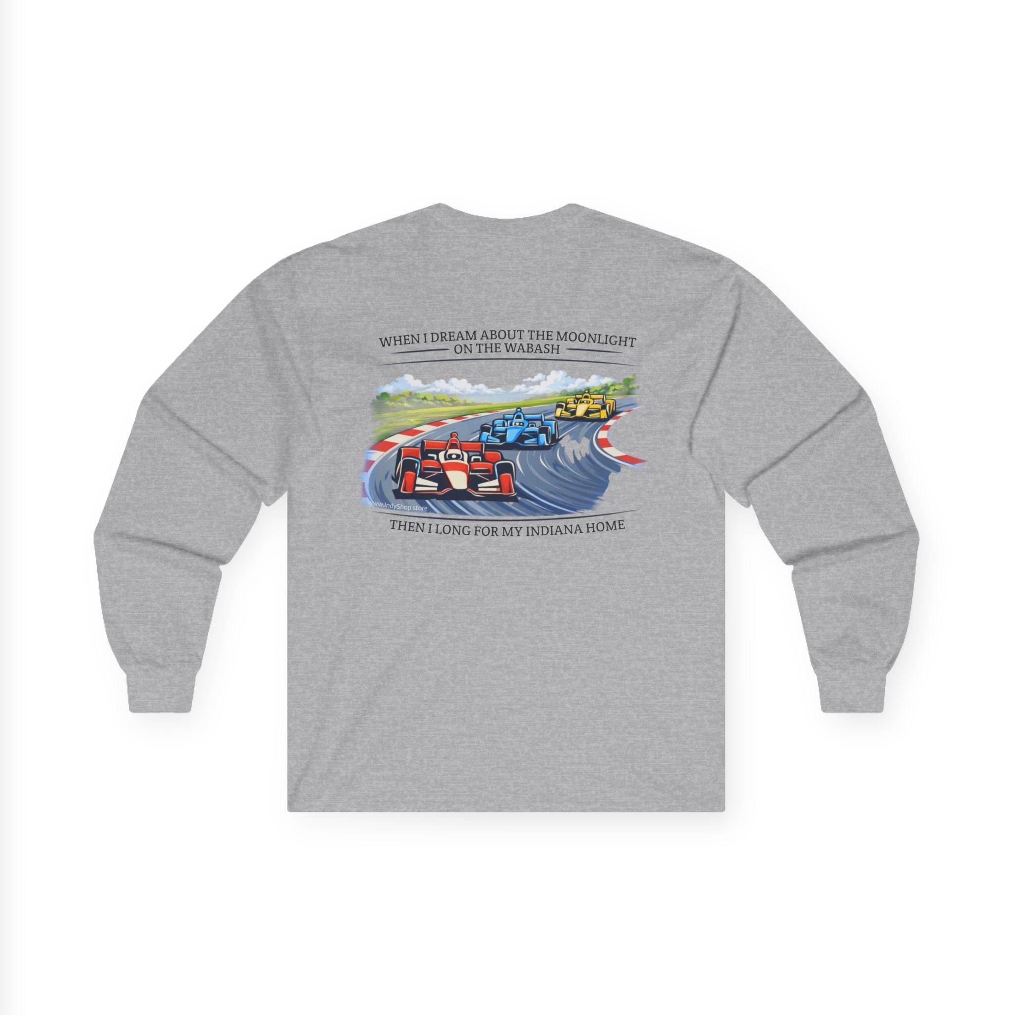 Back Home Again in Indiana Long Sleeve Tee | IndyCar Graphic on Back