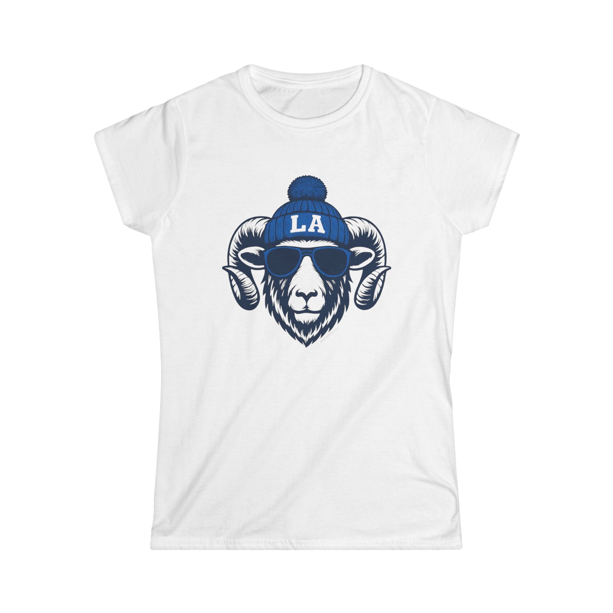 Los Angeles Rams Women's Graphic Tee | LA Ram with Glasses and Hat