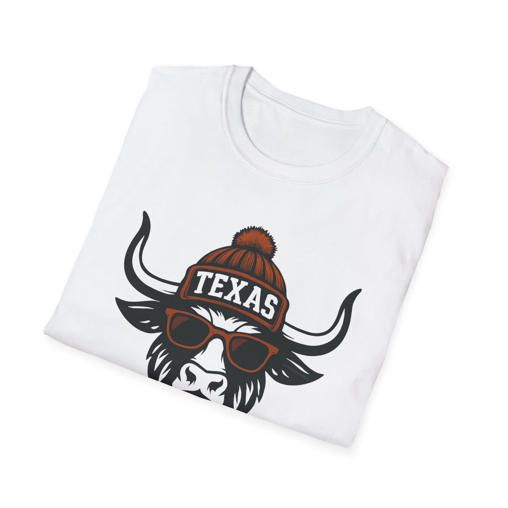 Texas Longhorn Graphic T-Shirt | Longhorn with Glasses and Hat
