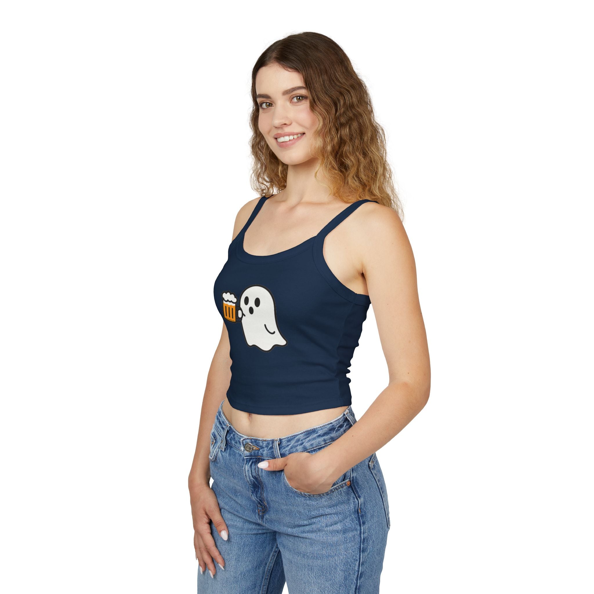 Ghost with Beer Women's Tank Top | Spaghetti Strap Tank Top