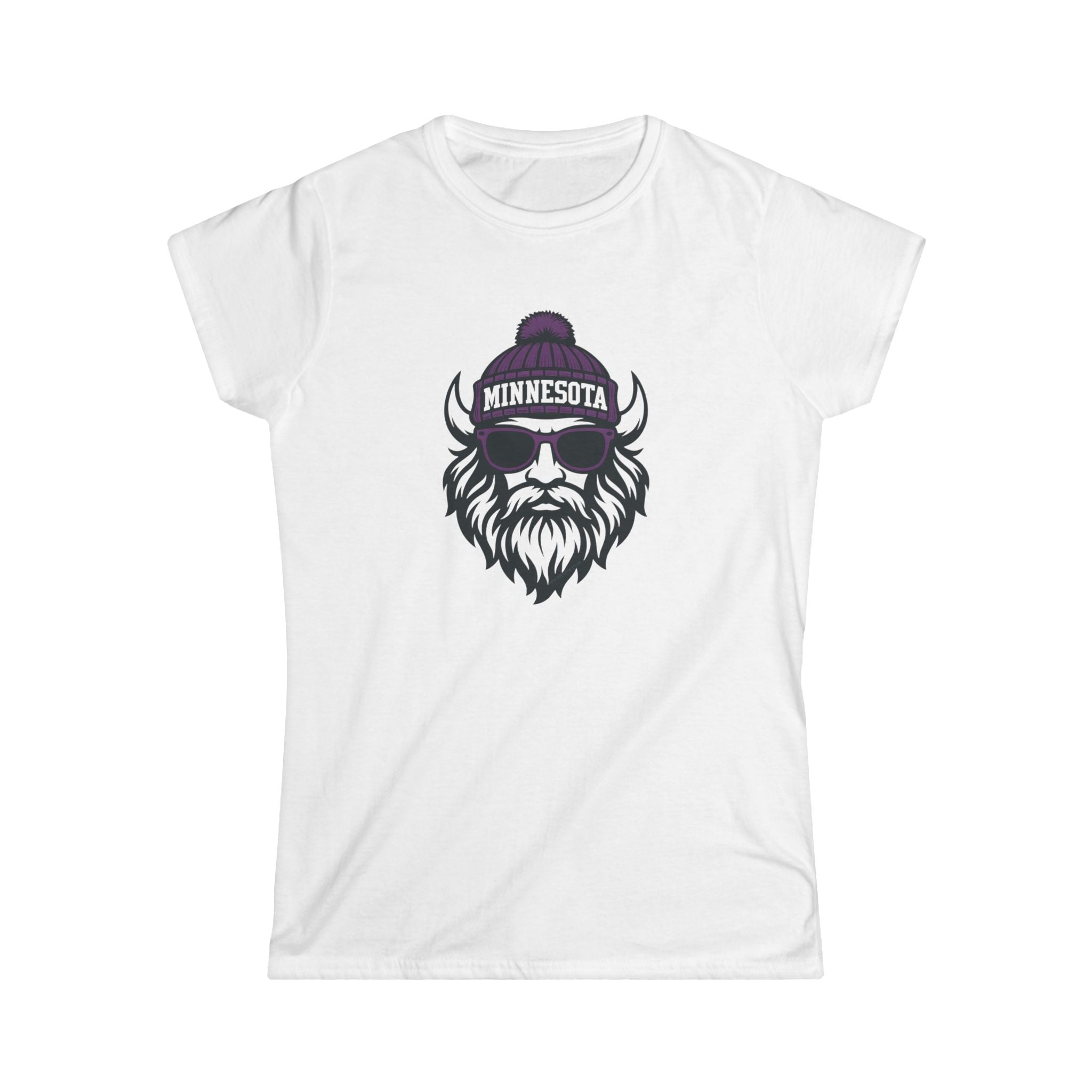 Minnesota Vikings Women's Graphic Tee | Viking With Glasses and Hat