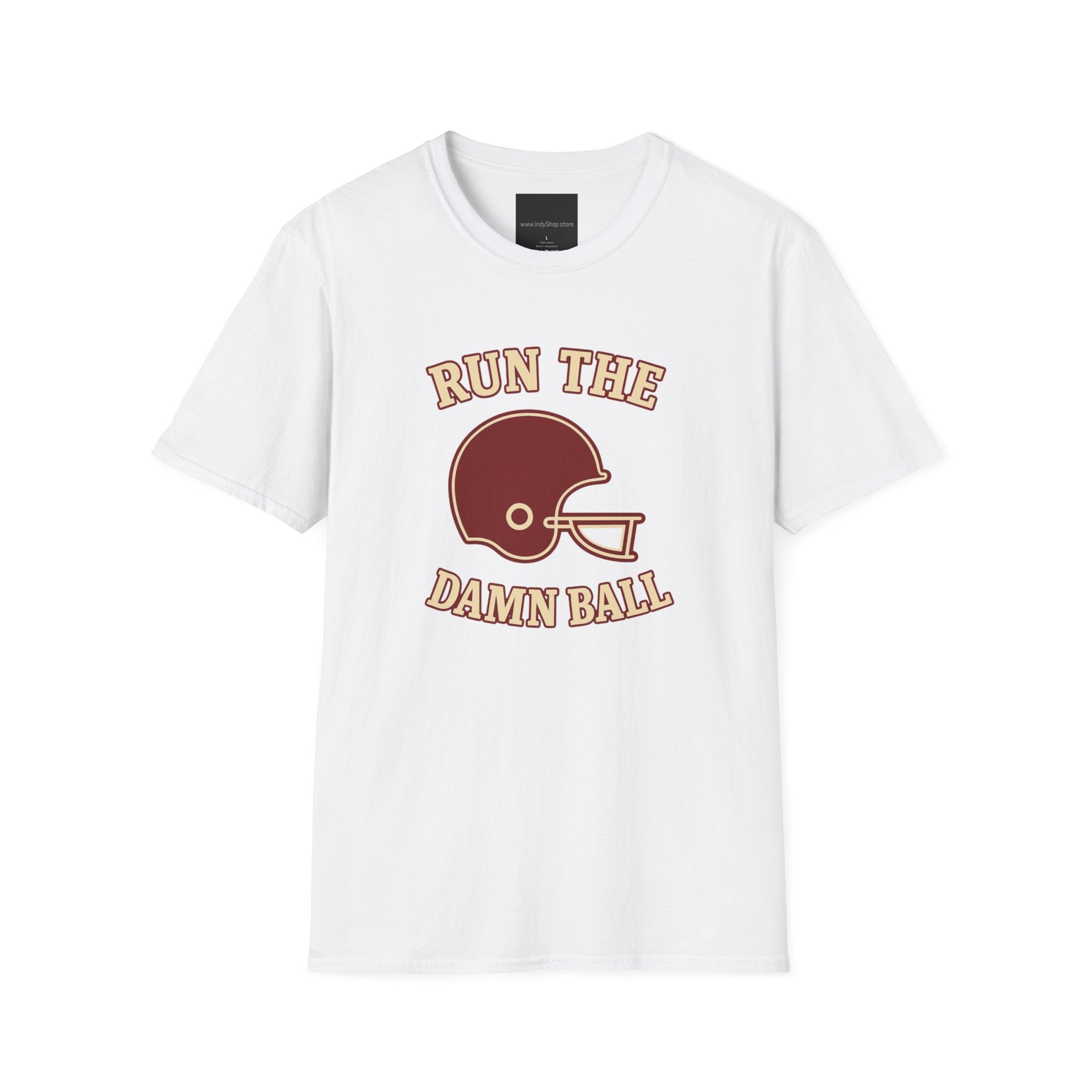 Run the Damn Ball Cream and Crimson Unisex Graphic T-Shirt