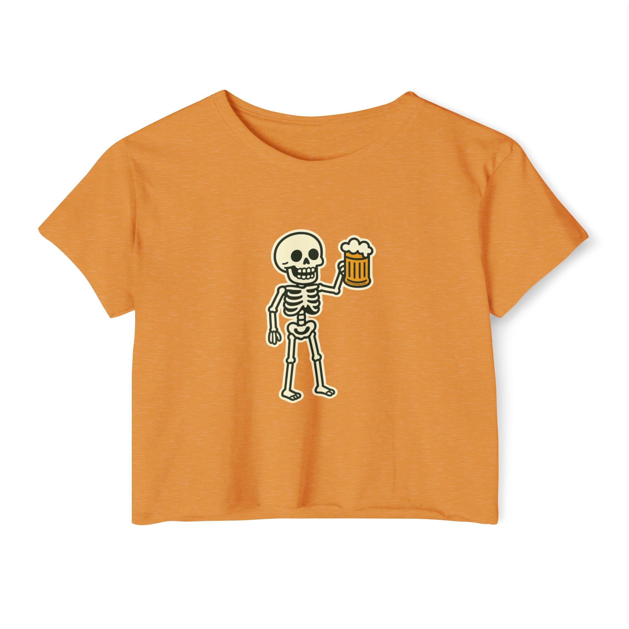 Skeleton with Beer Crop Top
