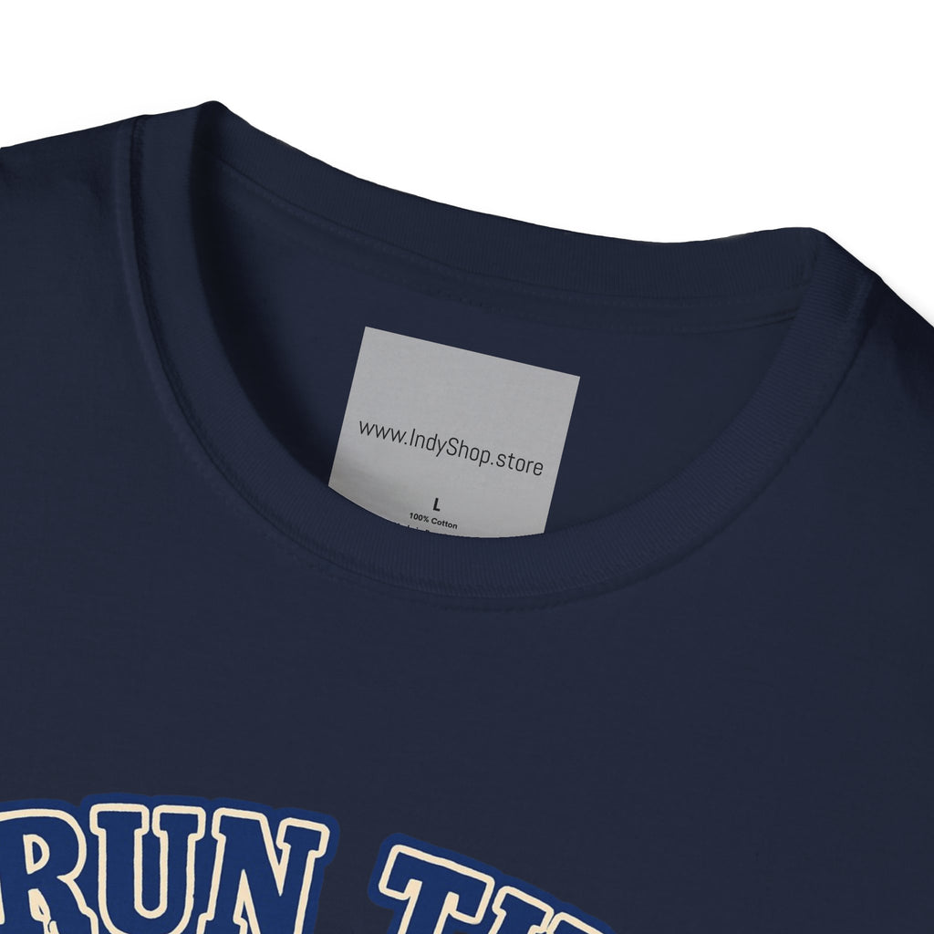 Run the Damn Ball Blue and White Unisex Graphic T-Shirt