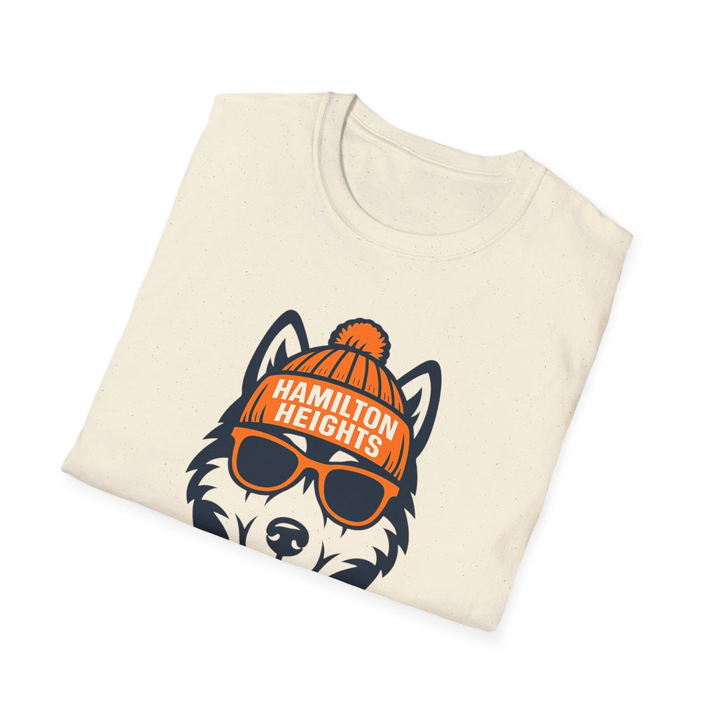 Hamilton Heights Husky Unisex Graphic T-Shirt | Husky with Glasses and Hat