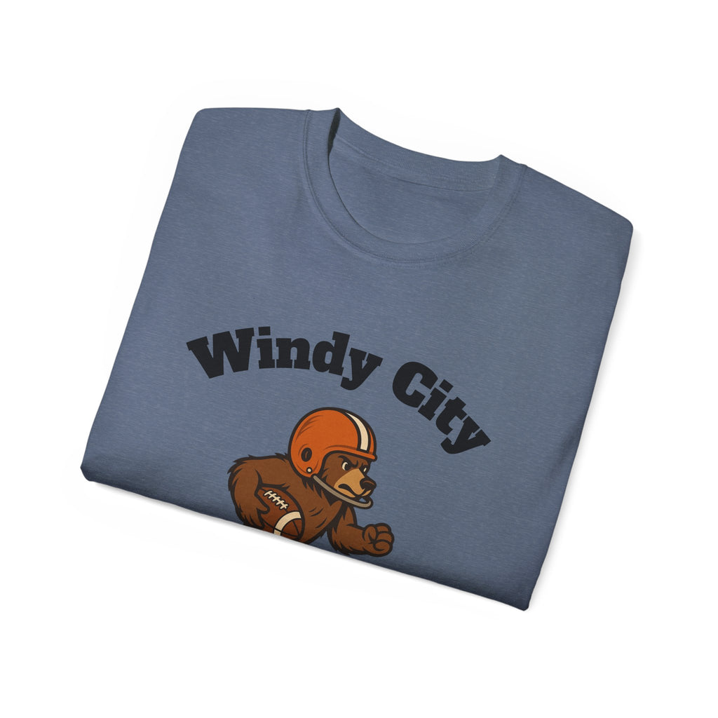 Windy City Bear Running the Football Unisex T-Shirt | Chicago Bears