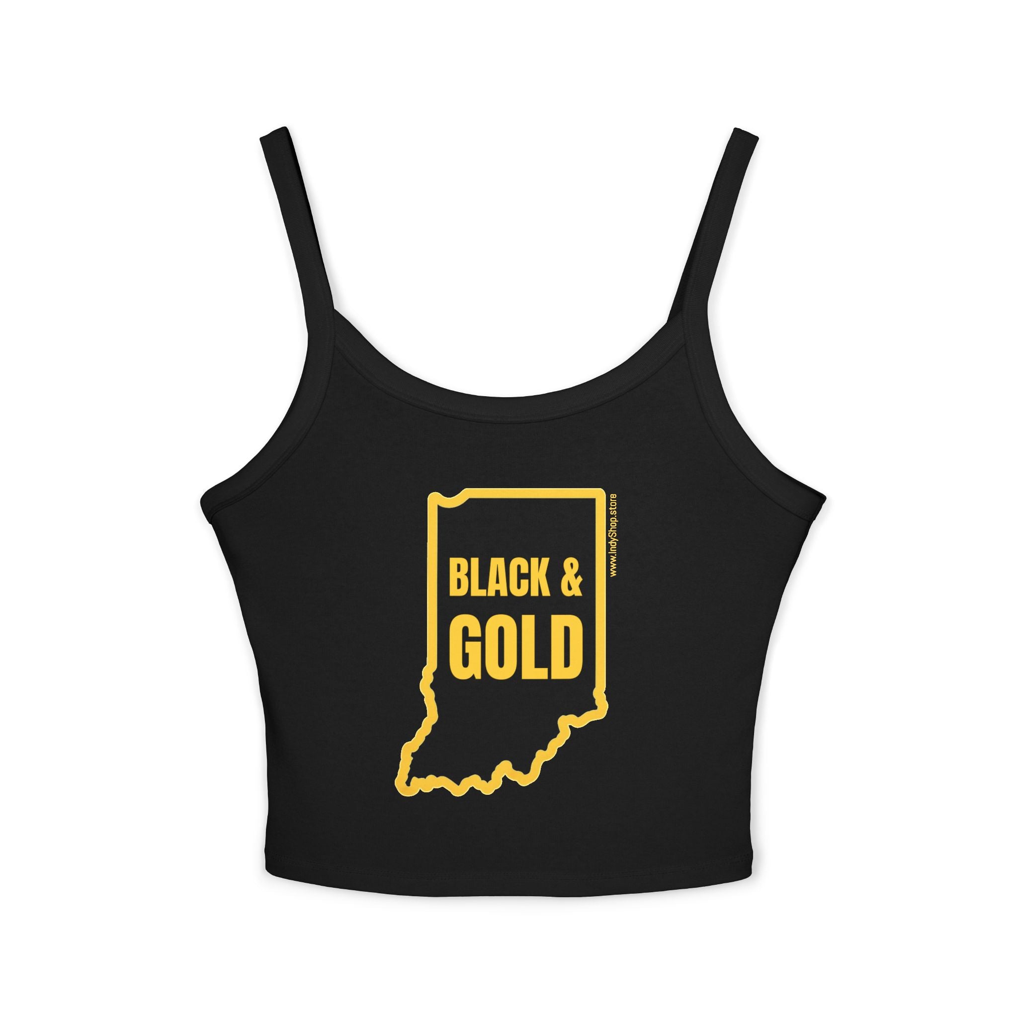 Black & Gold Women's Tank Top | Spaghetti Strap Tank Top