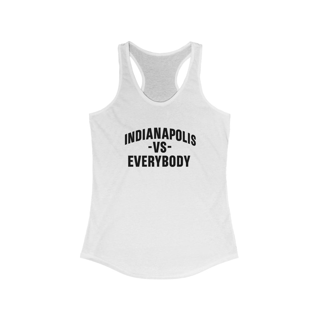 Indianapolis v Everybody | Racerback Tank | Black Lettering | Women's Workout Top, Summer Style Tee, Fitness Gift, Casual Wear, Indiana Pride Apparel