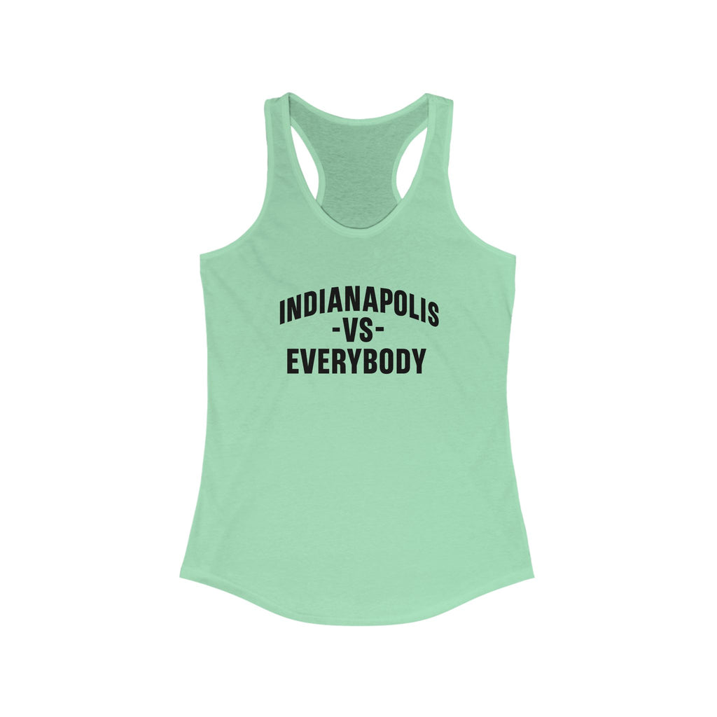 Indianapolis v Everybody | Racerback Tank | Black Lettering | Women's Workout Top, Summer Style Tee, Fitness Gift, Casual Wear, Indiana Pride Apparel