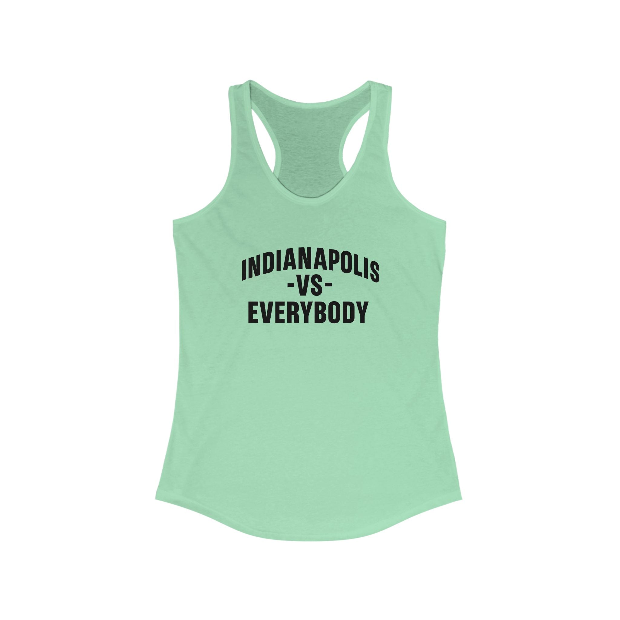 Indianapolis v Everybody | Racerback Tank | Black Lettering | Women's Workout Top, Summer Style Tee, Fitness Gift, Casual Wear, Indiana Pride Apparel